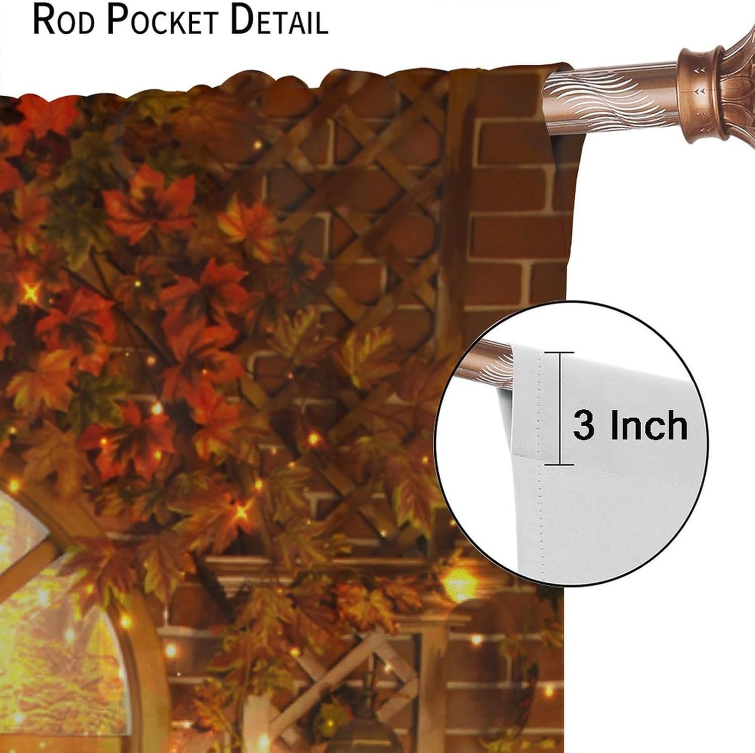 Cortinas de calabaza de cosecha de otoño, Acción de Gracias, hojas de arce otoñales, tratamientos de ventana para dormitorio, sala de estar, cocina,