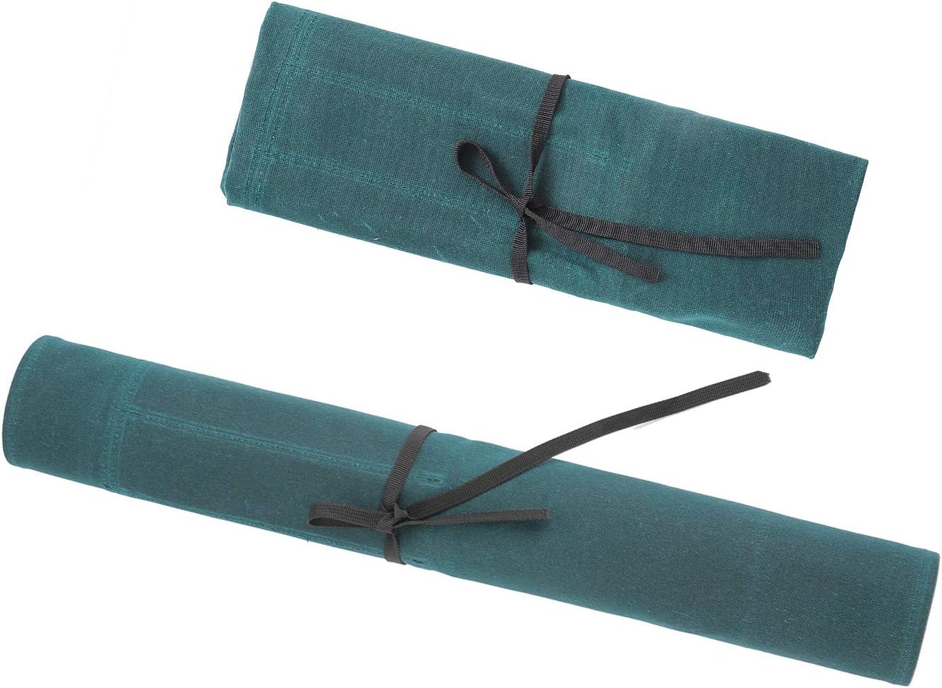 Denifiter Bolsa de lona encerada resistente para cuchillos de chef con 7 ranuras, impermeable y duradera (verde oscuro)