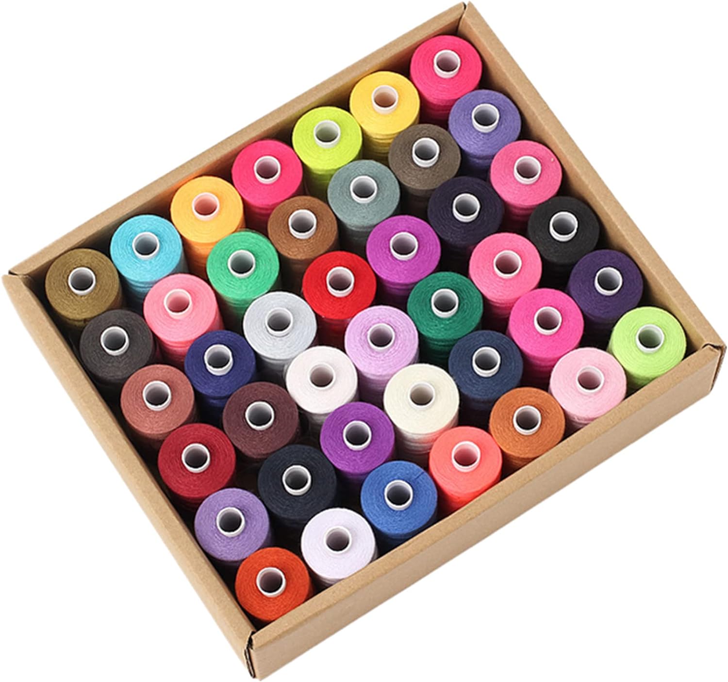 Simthread Hilo de coser multiusos, 42 carretes surtidos de poliéster de 1000 yardas para costura, prácticos hilos de coser de poliéster para máquina