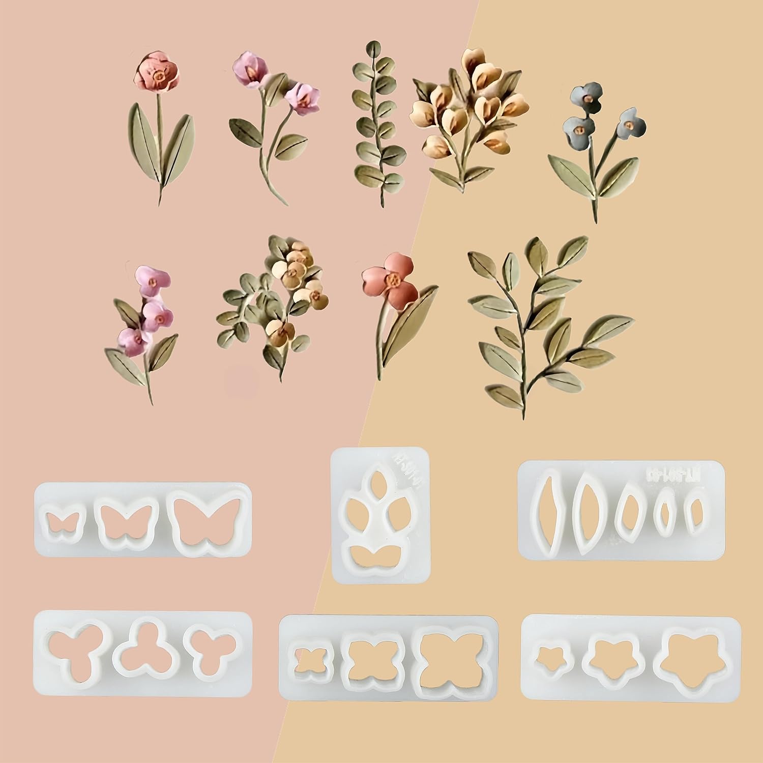 Cortadores de arcilla polimérica  Cortadores de arcilla de 24 formas para aretes, mini flores y hojas, cortador de arcilla para joyas de arcilla