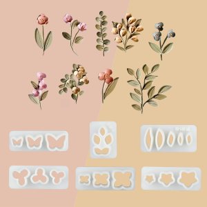 Cortadores de arcilla polimérica  Cortadores de arcilla de 24 formas para aretes, mini flores y hojas, cortador de arcilla para joyas de arcilla Cortadores de arcilla polimérica  Cortadores de arcilla de 24 formas para aretes, mini flores y hojas, cortador de arcilla para joyas de arcilla