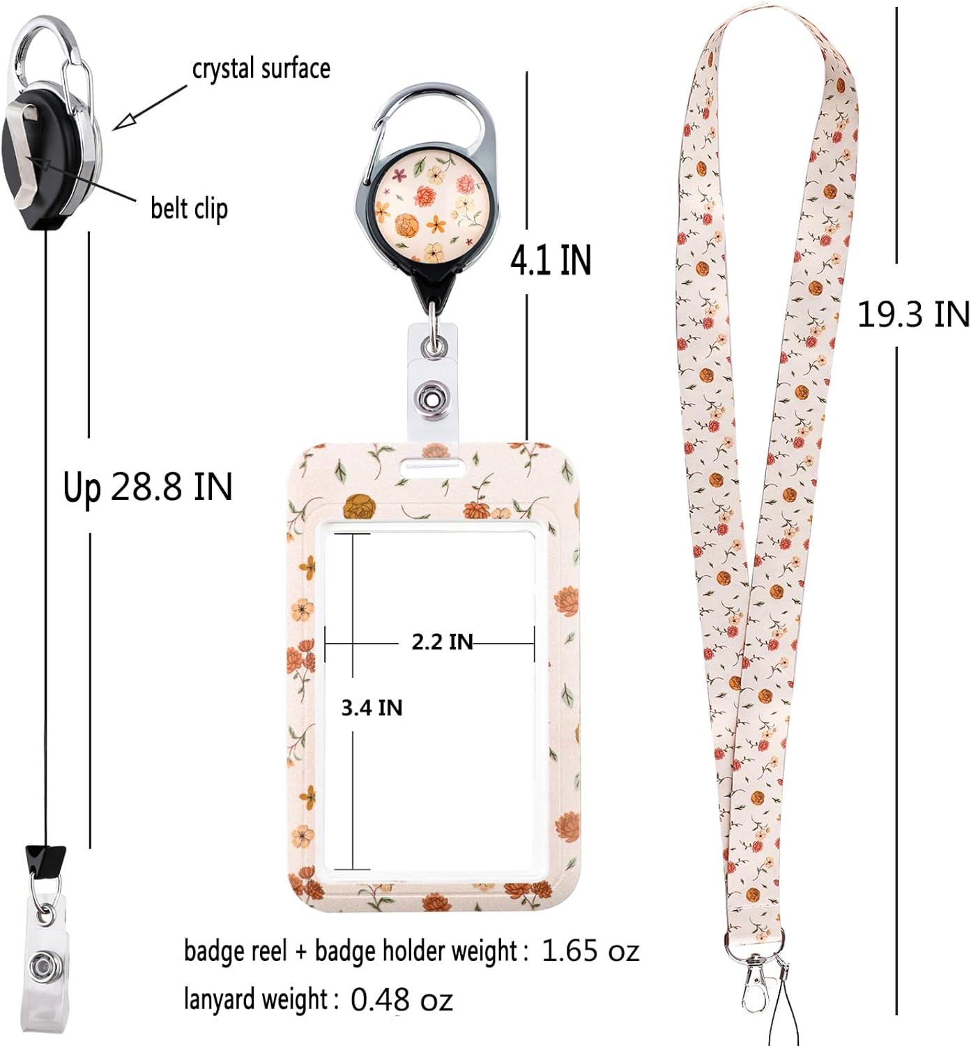 Cordón de identificación de margaritas negras y clip retráctil para carrete de insignia, bonito cordón blanco para mujeres, niñas, profesores, para
