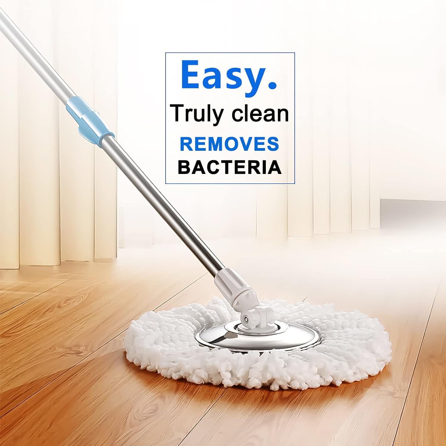 Trapeador giratorio y cubo con juego de escurridor, sistema de fregona y cubo de 360 con 3 repuestos de fregona de microfibra y mango extendido de