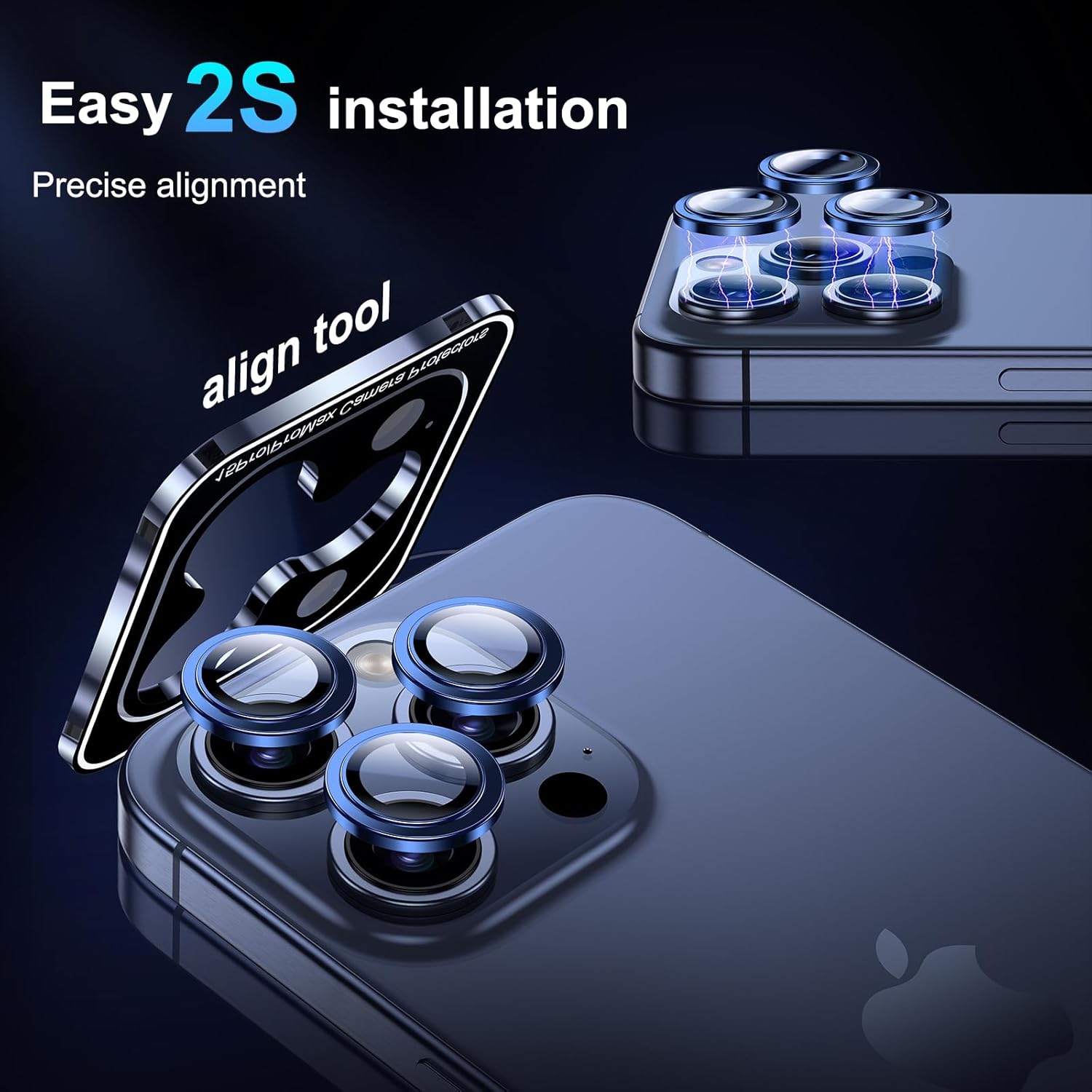 BAZO Protector de lente de cámara para iPhone 15 ProiPhone 15 Pro Max, protección contra caídas Cubierta de cámara de vidrio templado 9H, resistente