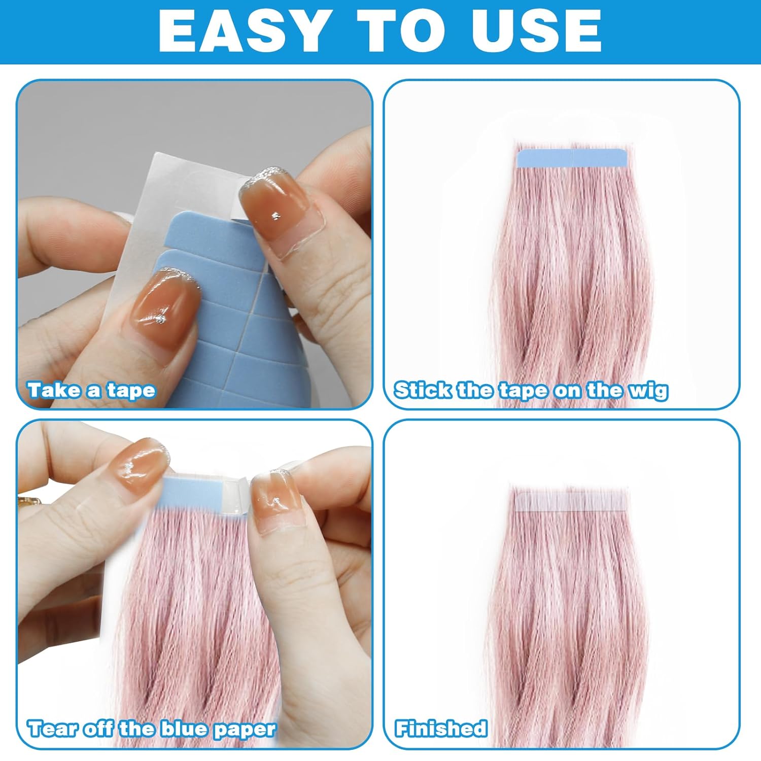 CANIPHA 120 cintas de extensión de cabello de doble cara, cinta adhesiva de repuesto para extensiones de cabello, pestañas de cinta de cabello