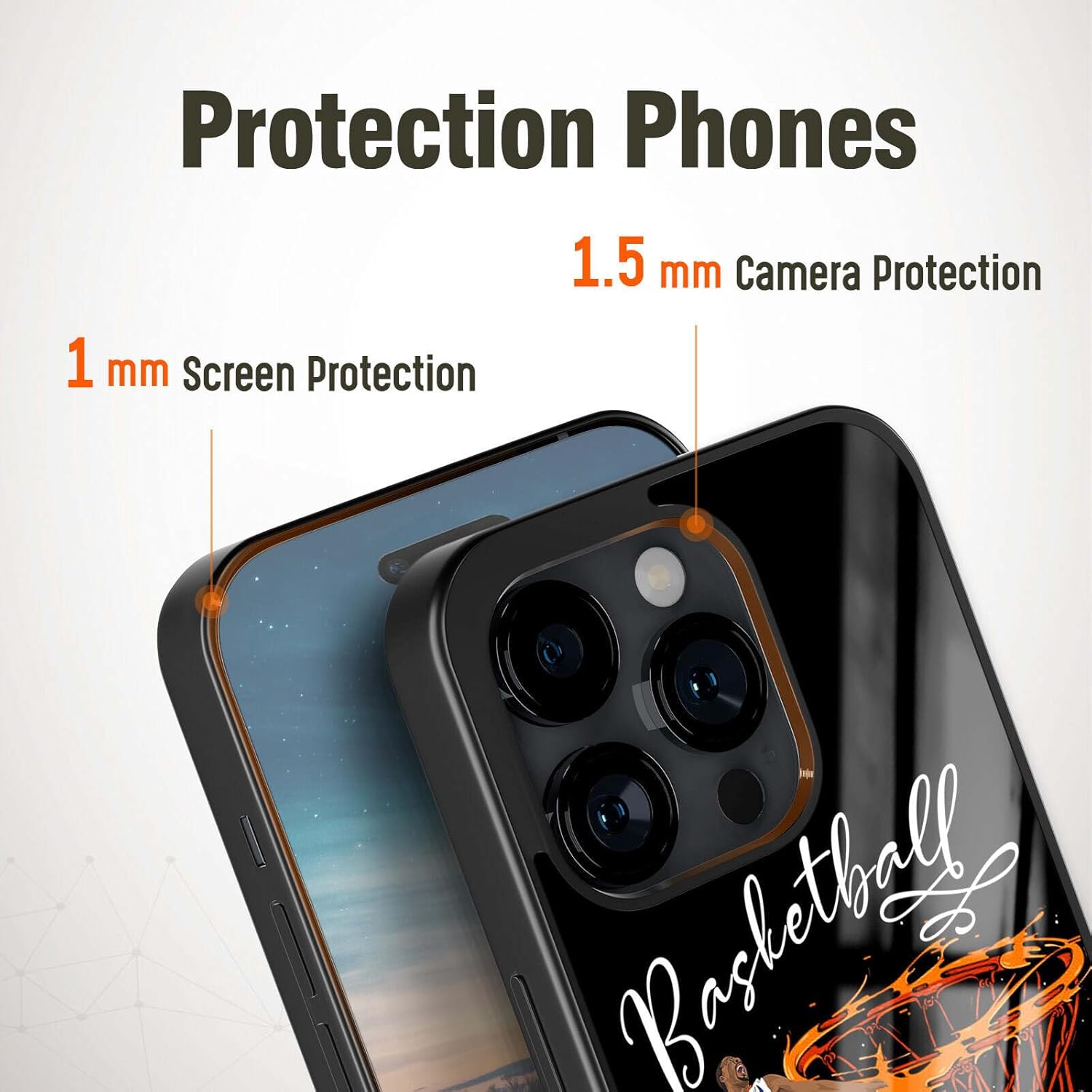 Fundas de teléfono de baloncesto personalizables con número de nombre  para iPhone 8 11 12 13 14 15 Pro Max Plus Mini X, para Samsung A02 A03 A10