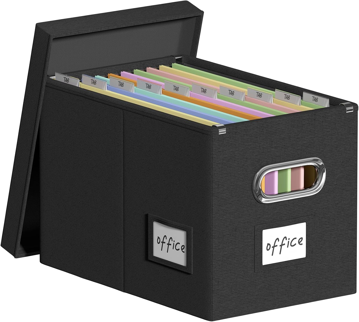 Archivador colgante con tapa, caja organizadora de archivos plegable de lino para carpetas colgantes, cajas de almacenamiento decorativas para