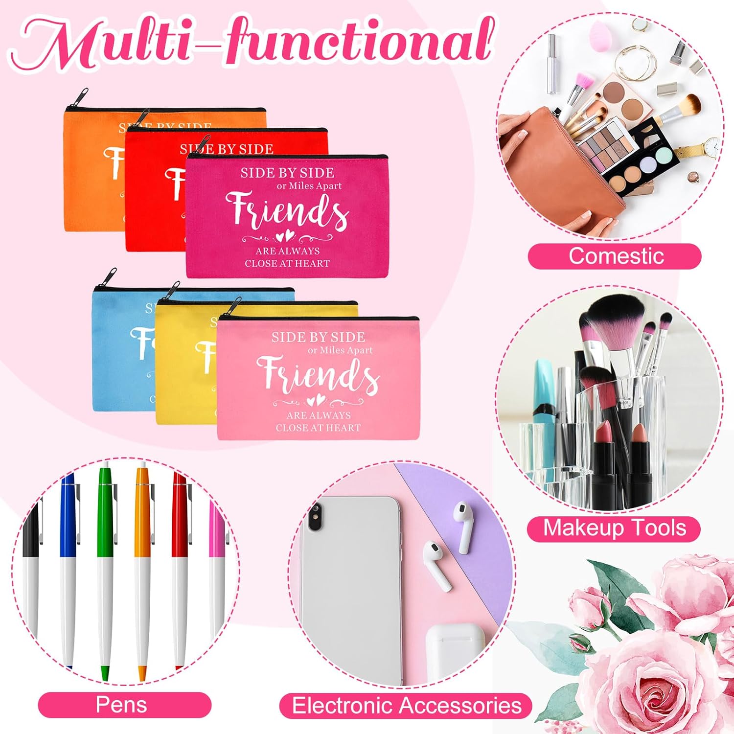 20 piezas de regalos de graduación para amigas, bolsas de cosméticos a granel de amistad para maquillaje, regalos de cumpleaños para mujeres,