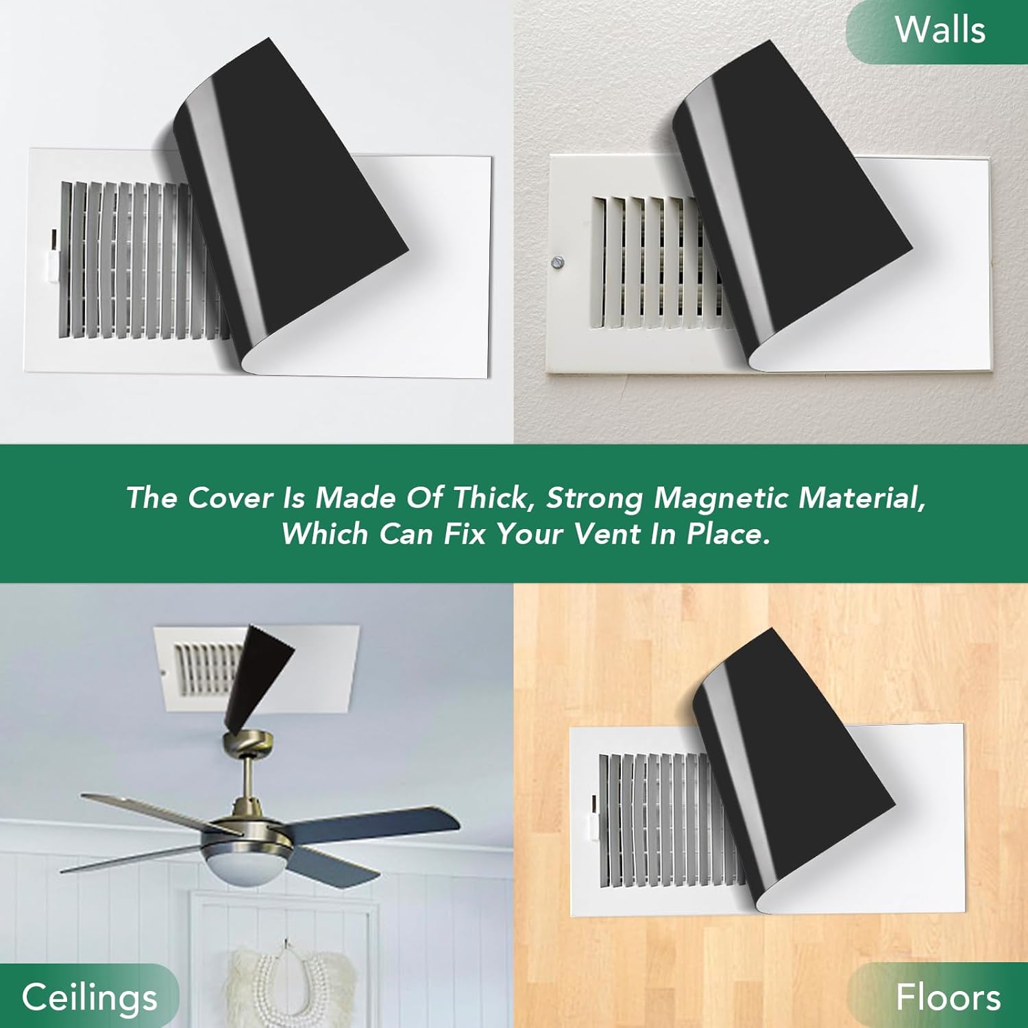 Paquete de 4 cubiertas magnéticas de ventilación, cubiertas de ventilación fuertes de 8 x 15.5 pulgadas, cubierta de ventilación magnética de alta