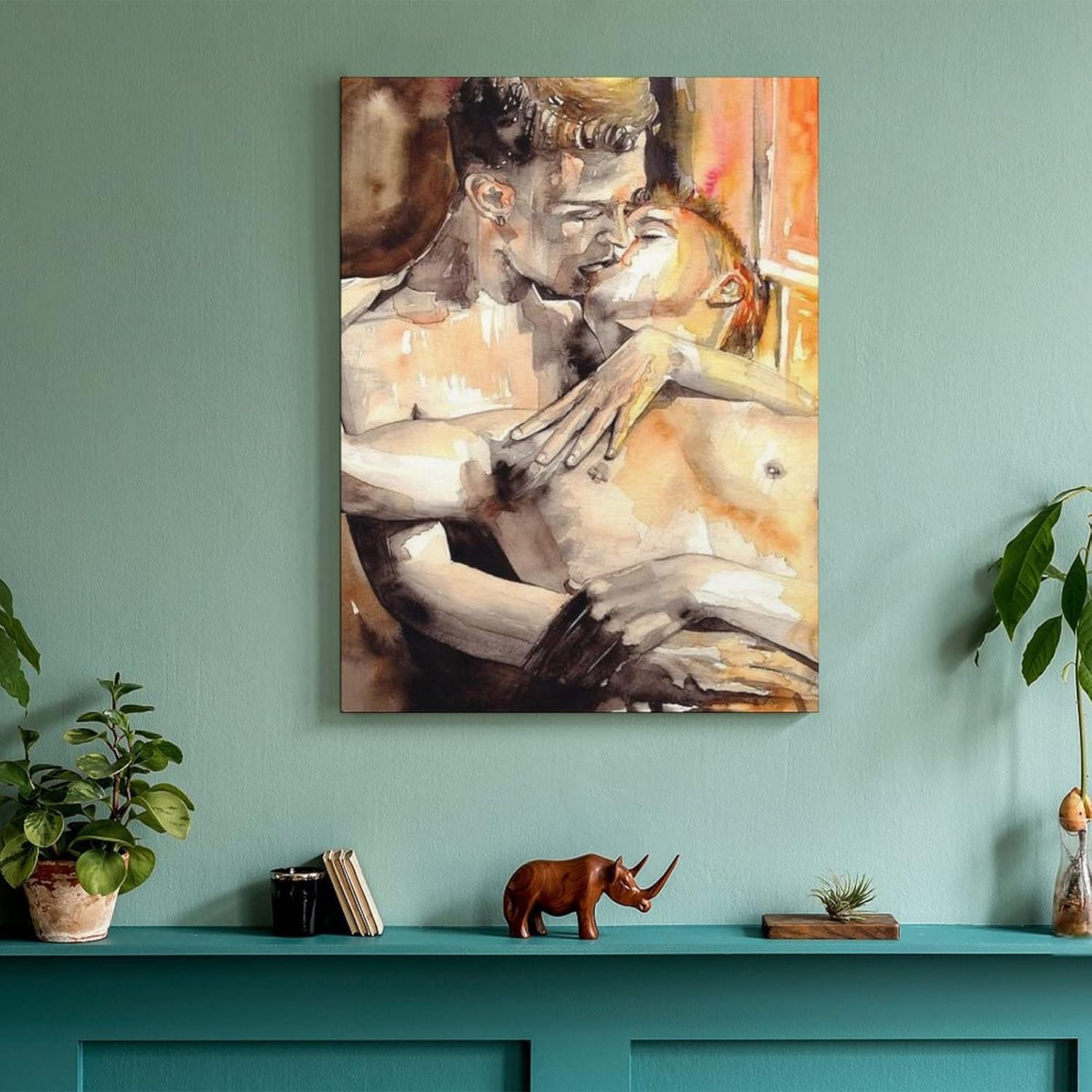 Póster de hombre gay, pintura al óleo abstracta, póster de personaje masculino, póster de hombre besándose, lienzo, pósteres artísticos, cuadros,
