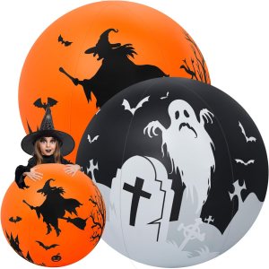 2 piezas de 27 pulgadas que brillan en la oscuridad enorme bola de Halloween con luz LED, bola inflable gigante de Halloween que brilla 2 piezas de 27 pulgadas que brillan en la oscuridad enorme bola de Halloween con luz LED, bola inflable gigante de Halloween que brilla