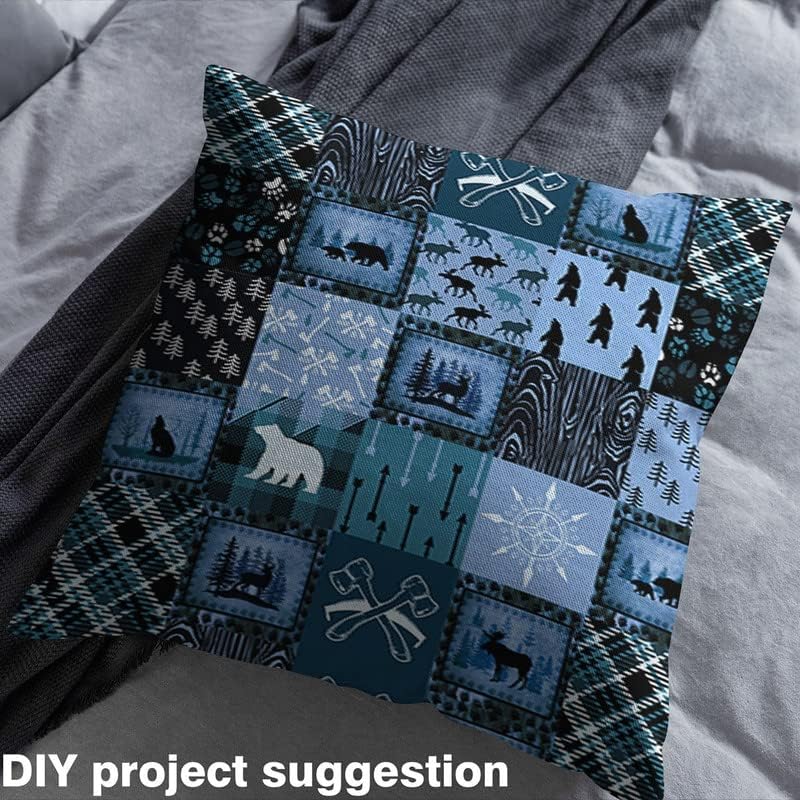 Tela de oso por yarda con bonito estampado de alce decorativo, impermeable, para exteriores, estilo granja, animales salvajes, tela de tapicería