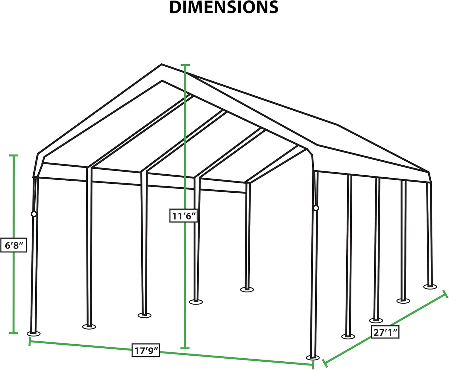King Canopy Hercules Toldo con cubierta blanca18 x 27 pies