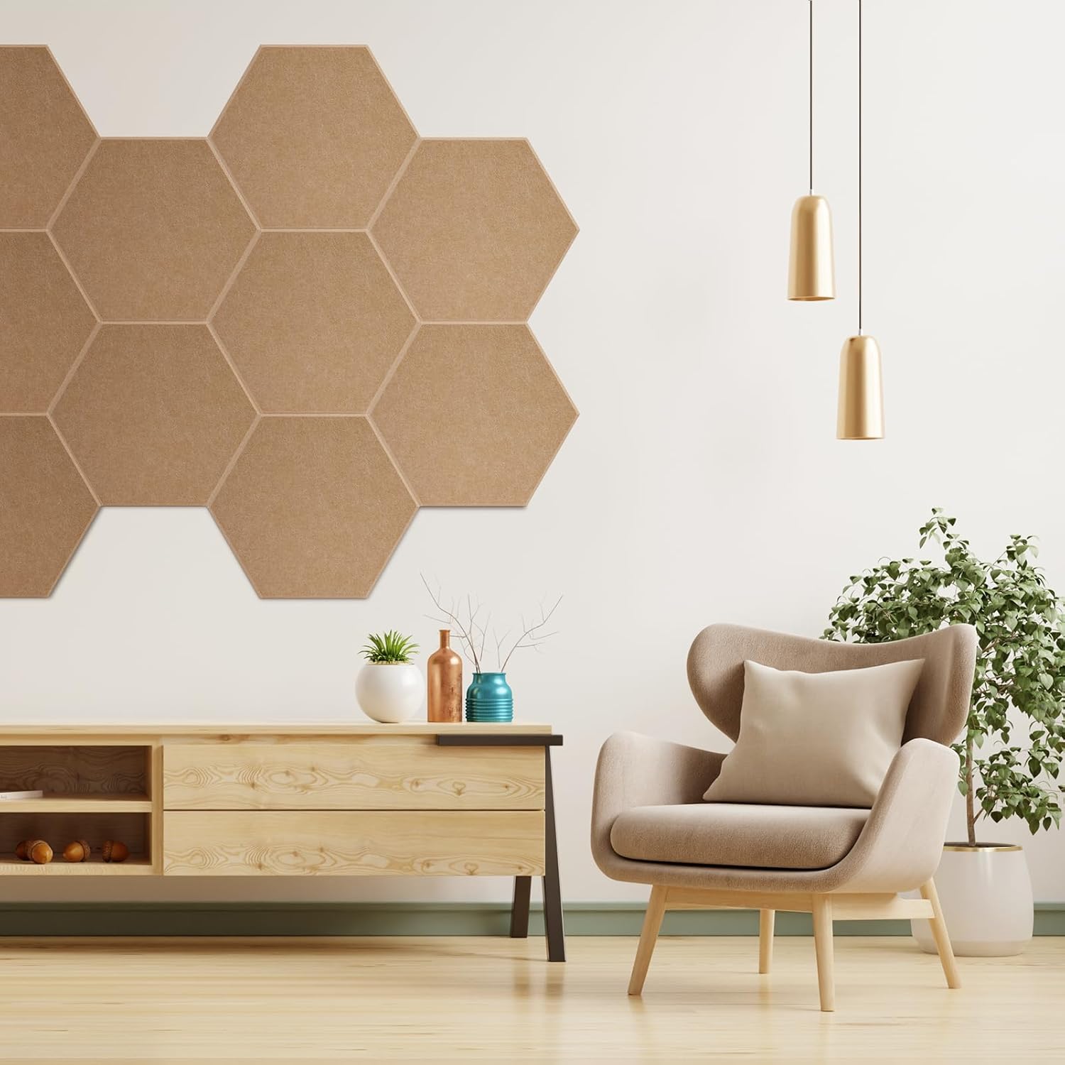 Paquete de 12 paneles acústicos autoadhesivos insonorizados hexagonales, 14 x 12 x 0.4 pulgadas, paneles de pared acústicos de alta densidad para