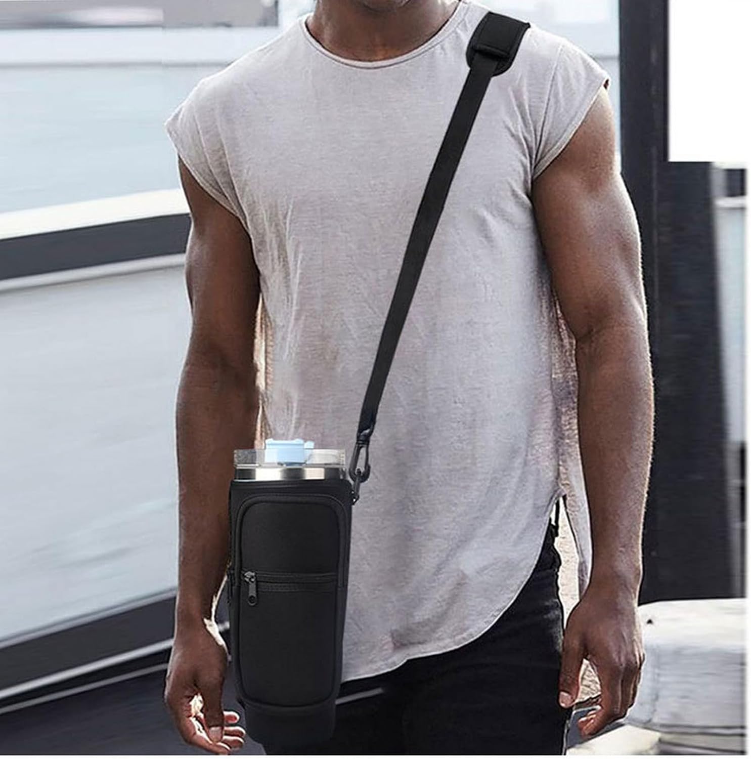 Funda para vaso de 40 onzas con correa L, funda protectora reutilizable para taza de acero inoxidable, accesorios para copa Stanley para caminar y