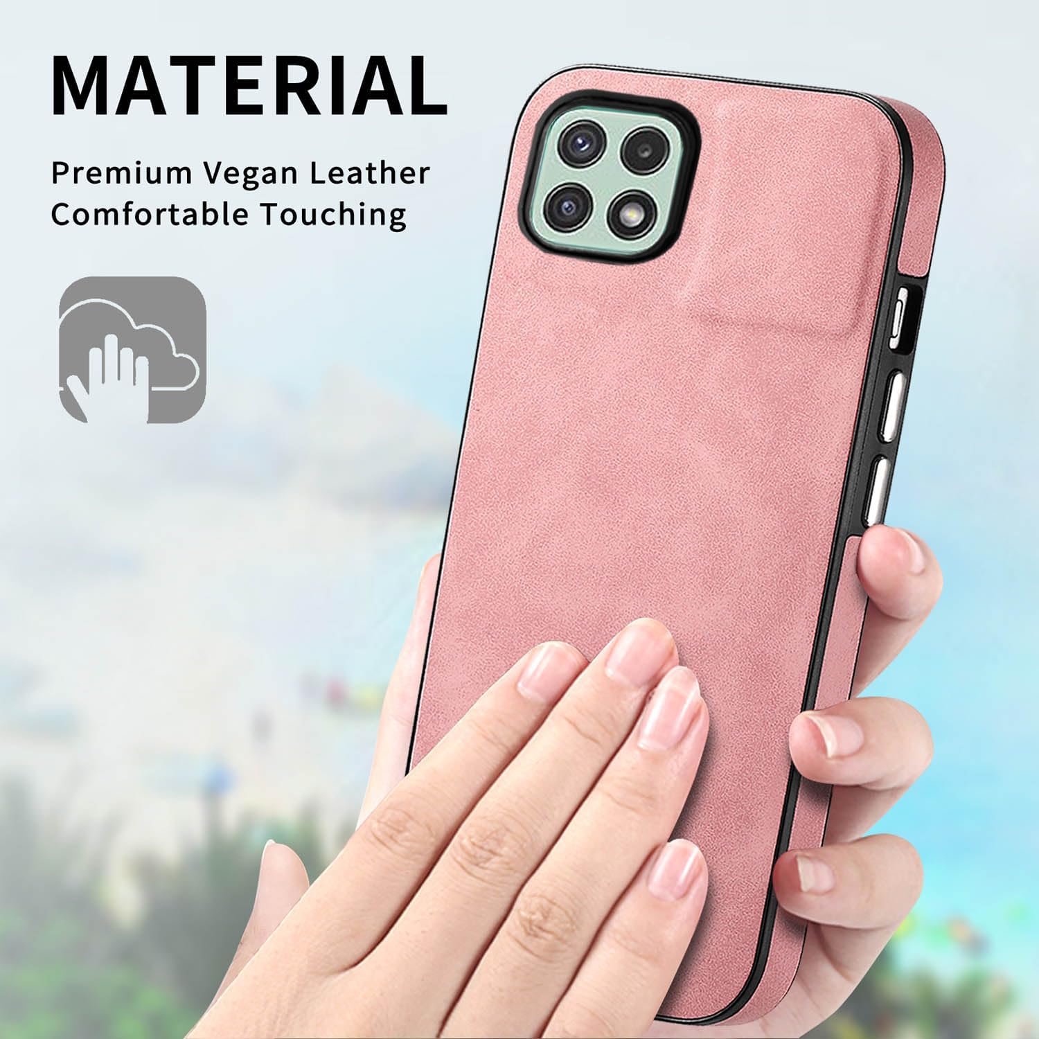 Asuwish Funda de teléfono para Samsung Galaxy A22 5GBoost Mobile Celero 5G con protector de pantalla de vidrio templado y funda delgada de cuero