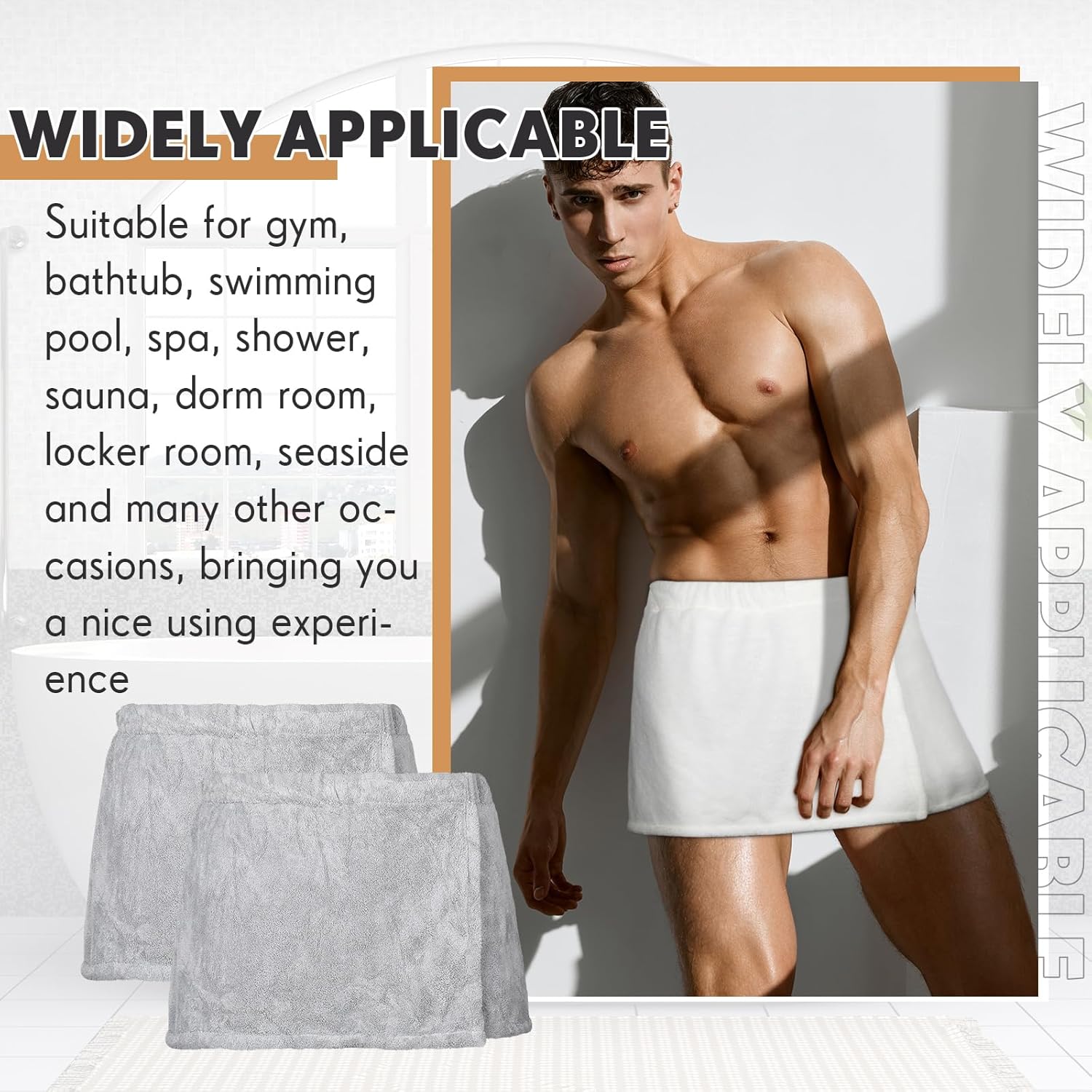 Mixweer 4 piezas de toallas de baño para hombre, pantalones cortos, envoltura de ducha para hombres, 11.81 pulgadas, toalla con cierre para hombres,