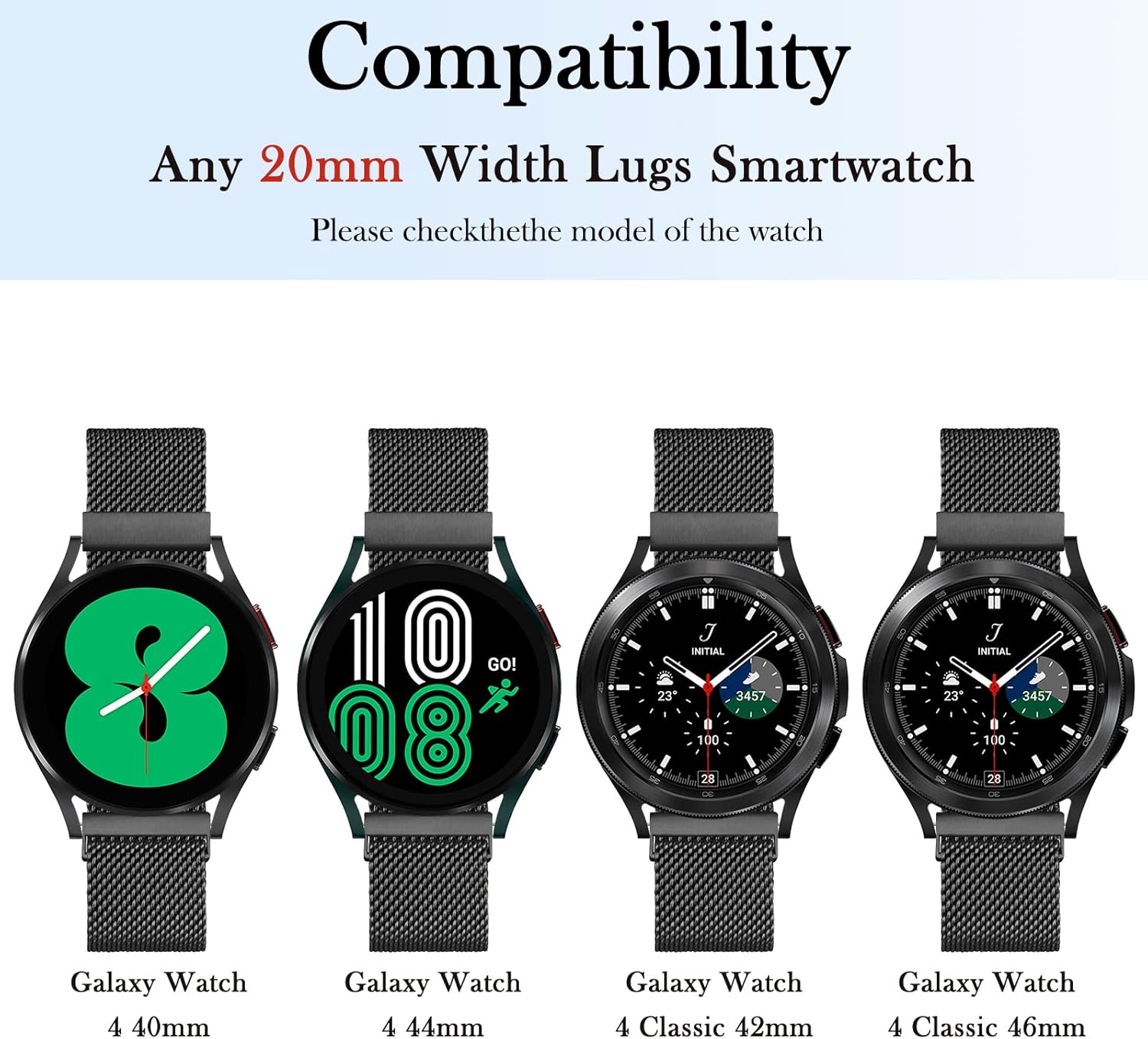 Wanme Correa de repuesto para Samsung Galaxy Watch 4 de 1.575 in y 1.732 in, Galaxy Watch 4 Classic de 1.654 in y 1.811 in, para mujeres y hombres,