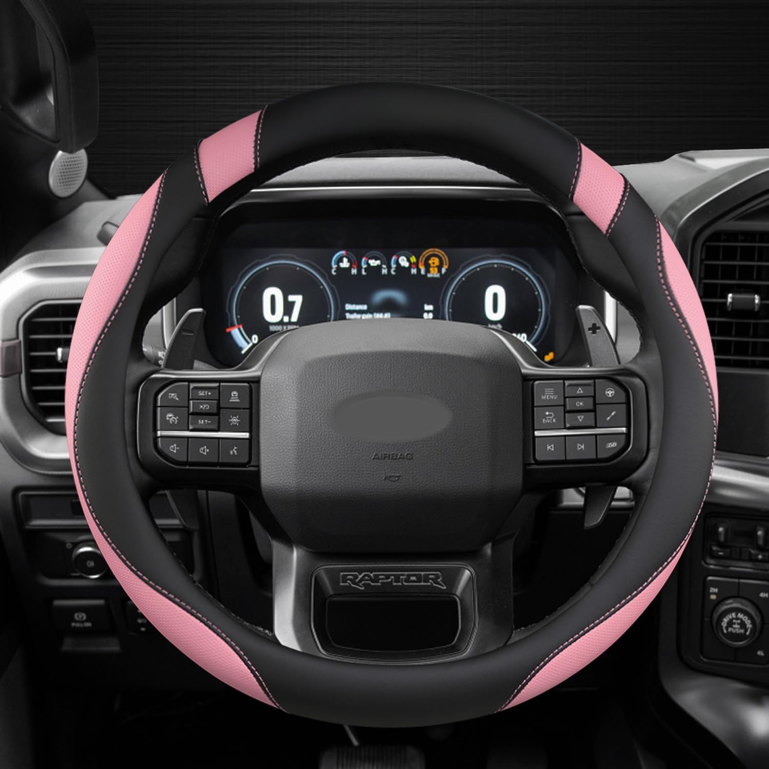 West Llama Funda personalizada para volante de automóvil para Ford F-150, F-250, F-350, Expedition (negro y rosa)