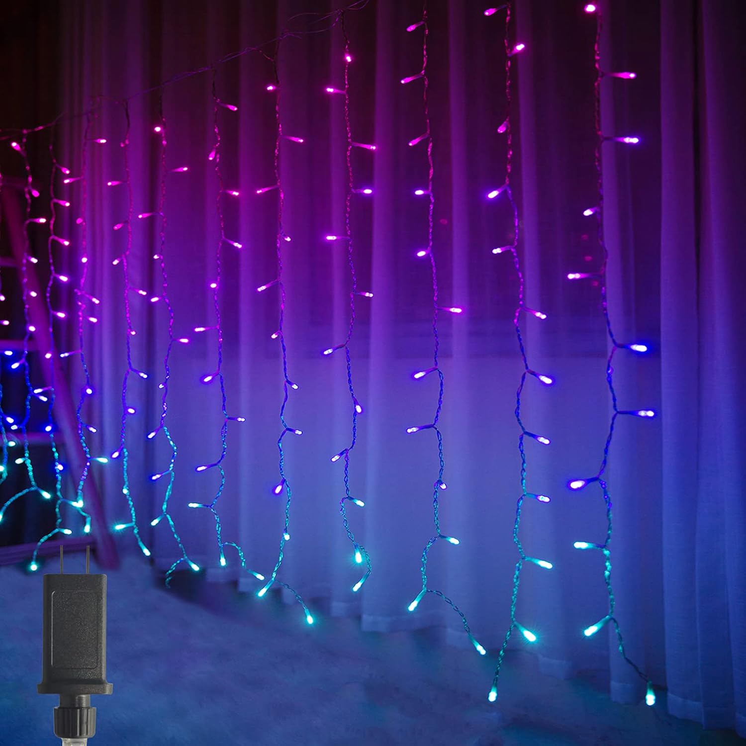 Bolylight Luces de cortina para dormitorio con 8 modos de destello, decoración de habitación de niñas, tira de luces degradadas, luces de pared