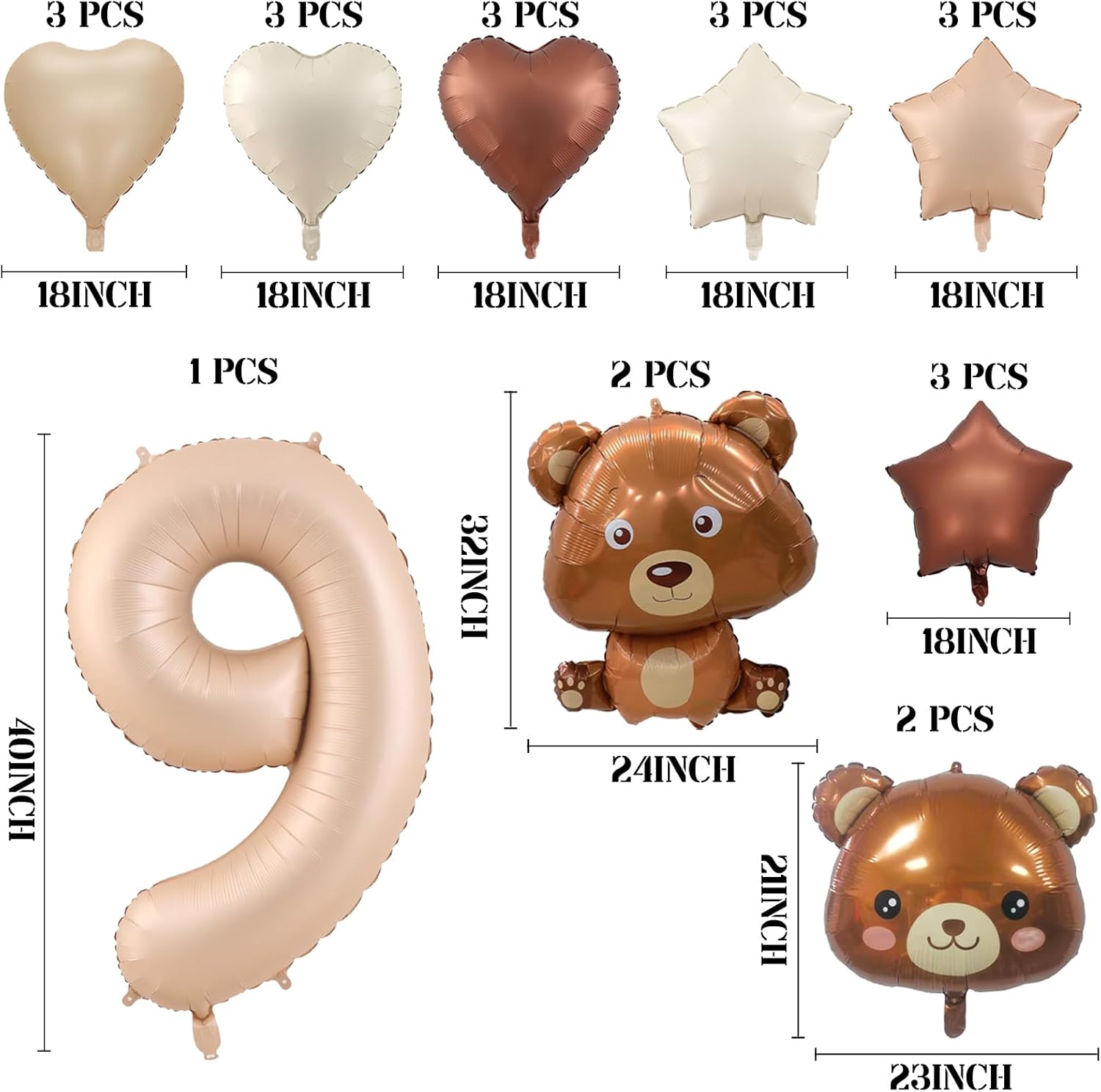 23 globos de oso, globos de oso de 40 pulgadas, globos de oso de peluche de 40 pulgadas, globos de cumpleaños, globos de aluminio de animales para