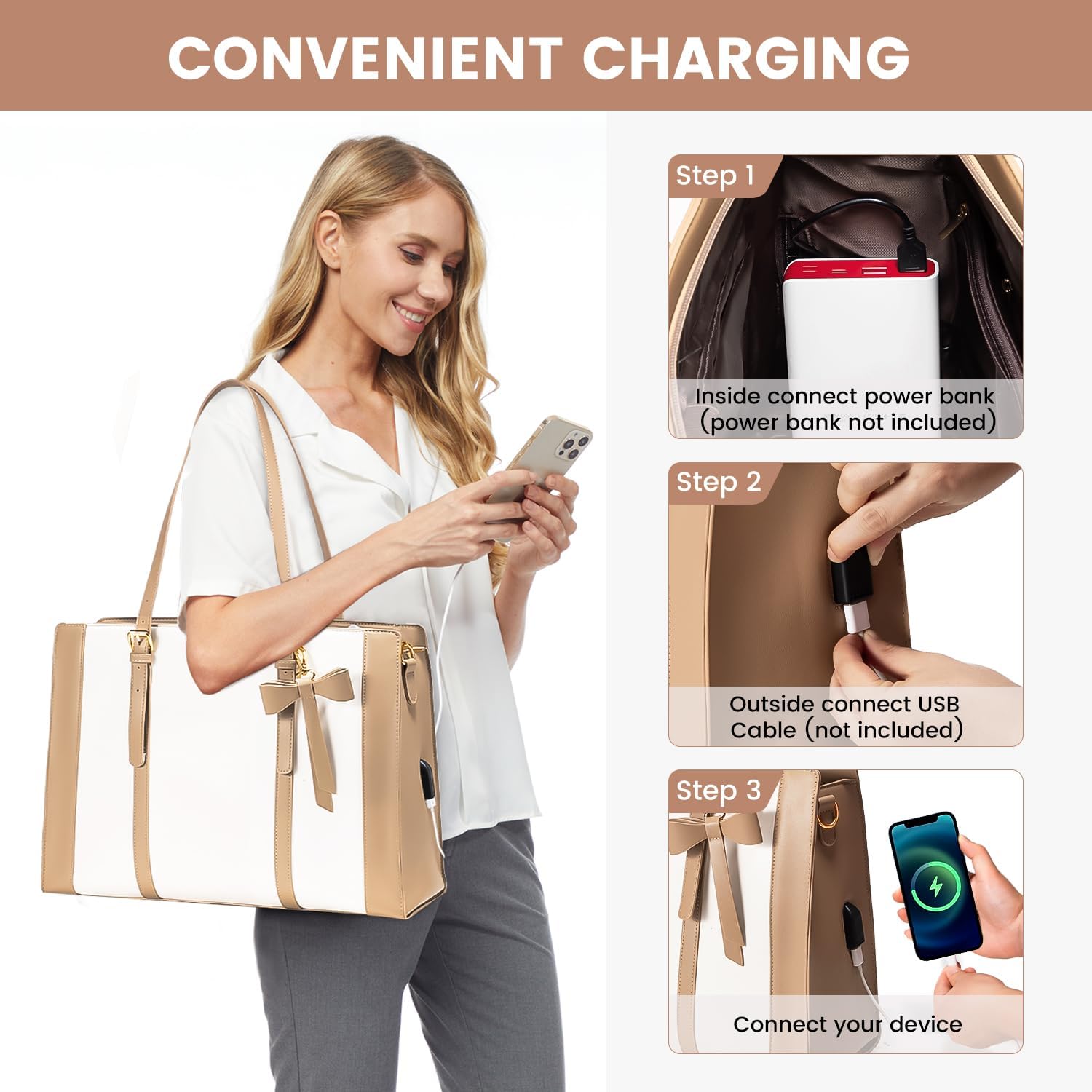 LOVEVOOK Bolsa para laptop para mujer, bolsa de trabajo de gran capacidad, bolsa de hombro de moda con bolso de mano, maletín de negocios de