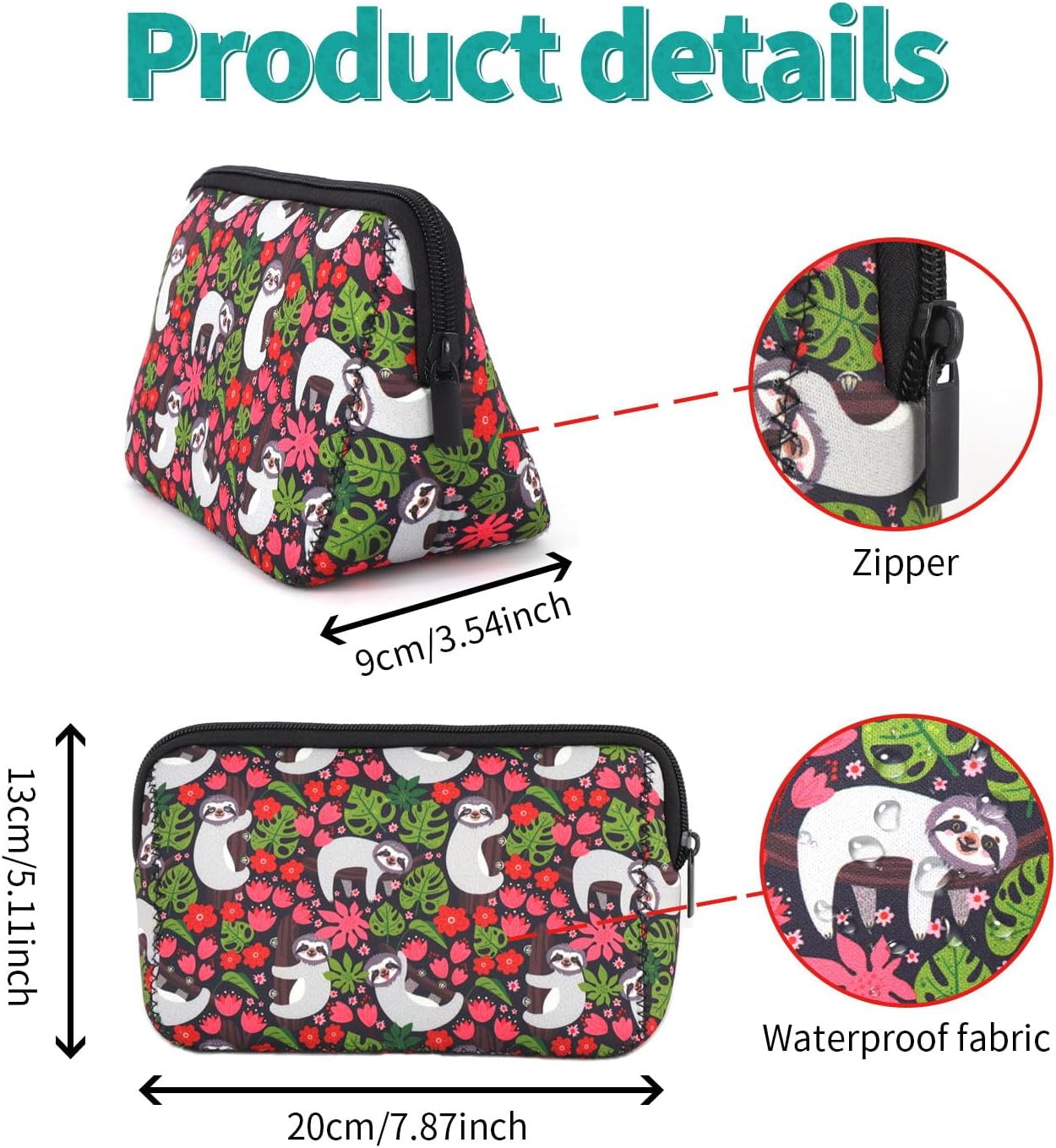 AJLTPA Bolsa de cosméticos impermeable de neopreno con cremallera, bolsa de viaje portátil para artículos de tocador y maquillaje, estuche