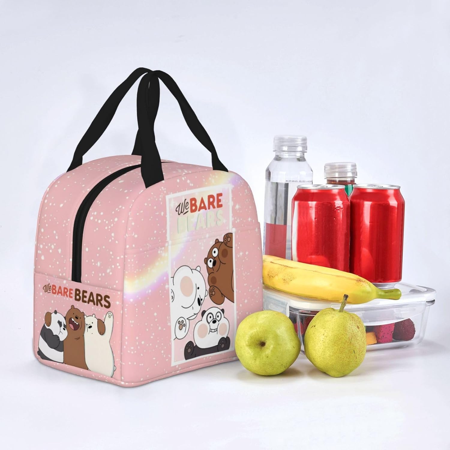 Bolsa de almuerzo de dibujos animados con bolsillo frontal impermeable bolsa de almuerzo portátil aislada lonchera para mujer hombre estilo4