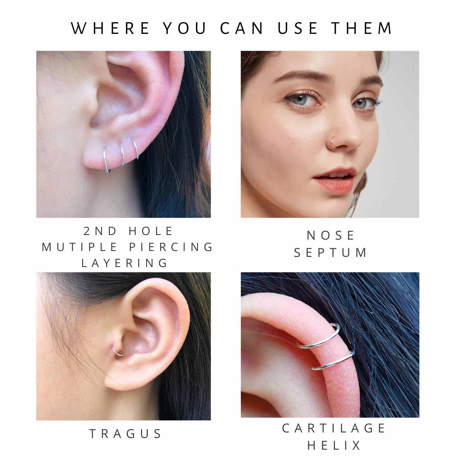 925 Sterling Silver Cartilage Helix Tragus Earring Small Huggie Hoop Earrings for Women Piercing Jewelry