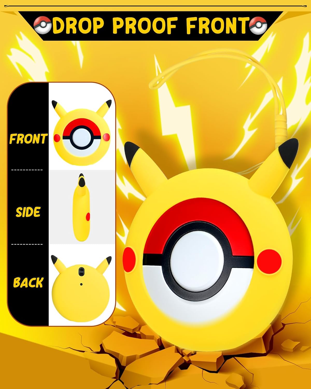 Gurgitat for Pokemon Go Plus Plus Case with Wrist Strap Cute Cartoon Girls Teens Game Boys Yellow Anime for Poké Go Plus+ Cover Accessory Slim Soft