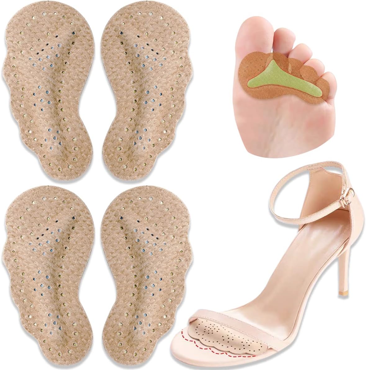 Cojines de bola de pie para tacones altos, almohadillas antideslizantes y cómodas para el antepié, almohadillas metatarsianas para alivio del dolor