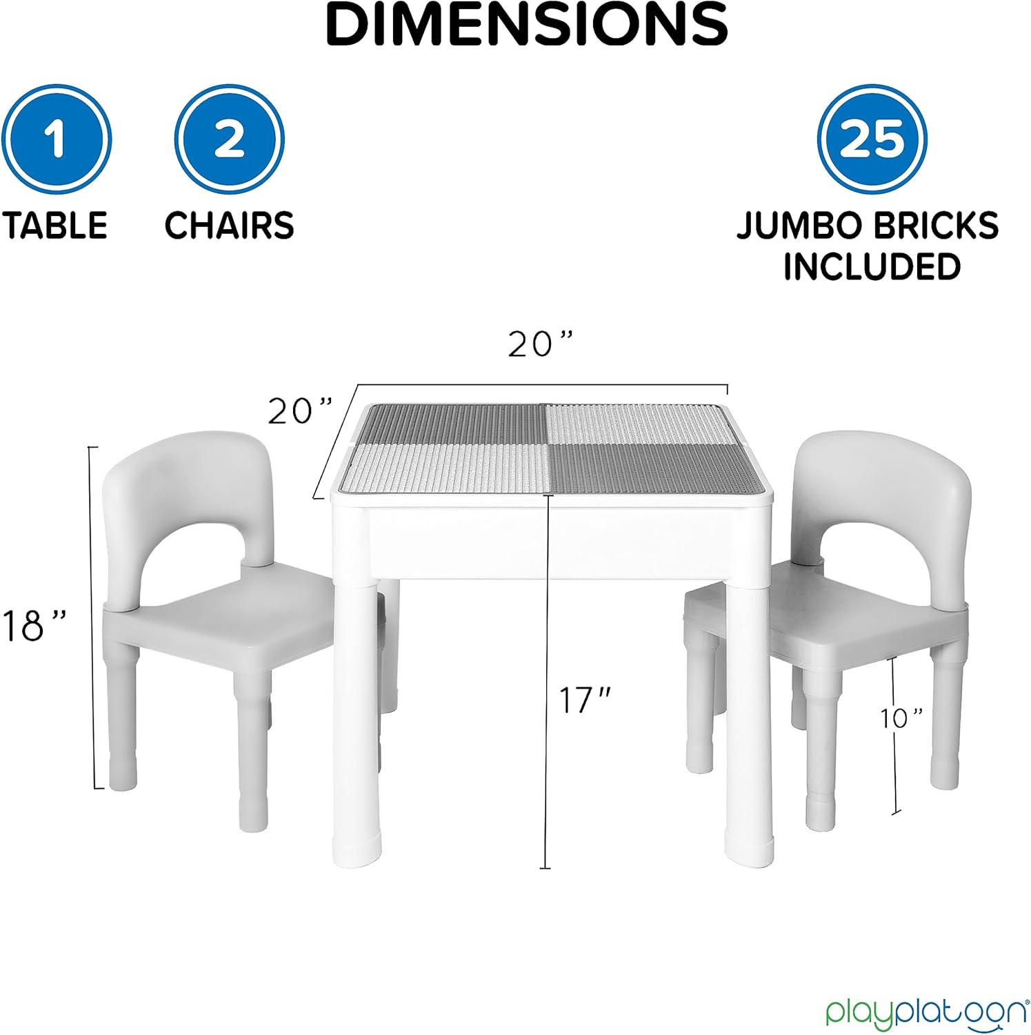 Play Platoon Juego de mesa de actividades y sillas 5 en 1 para niños, mesa de tallo para niños pequeños con mesa de agua, mesa de bloques de