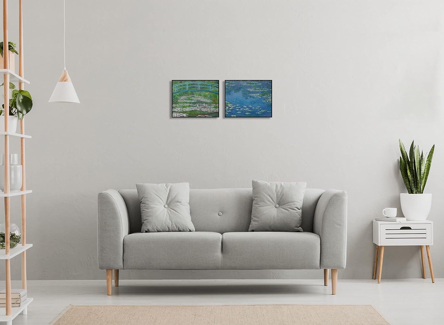 Simulación de impresión 3D textura pintada a mano sobre lienzo pintura Claude Monet Water Lilies The Japanese Footbridge Front Load Frame 13×18″