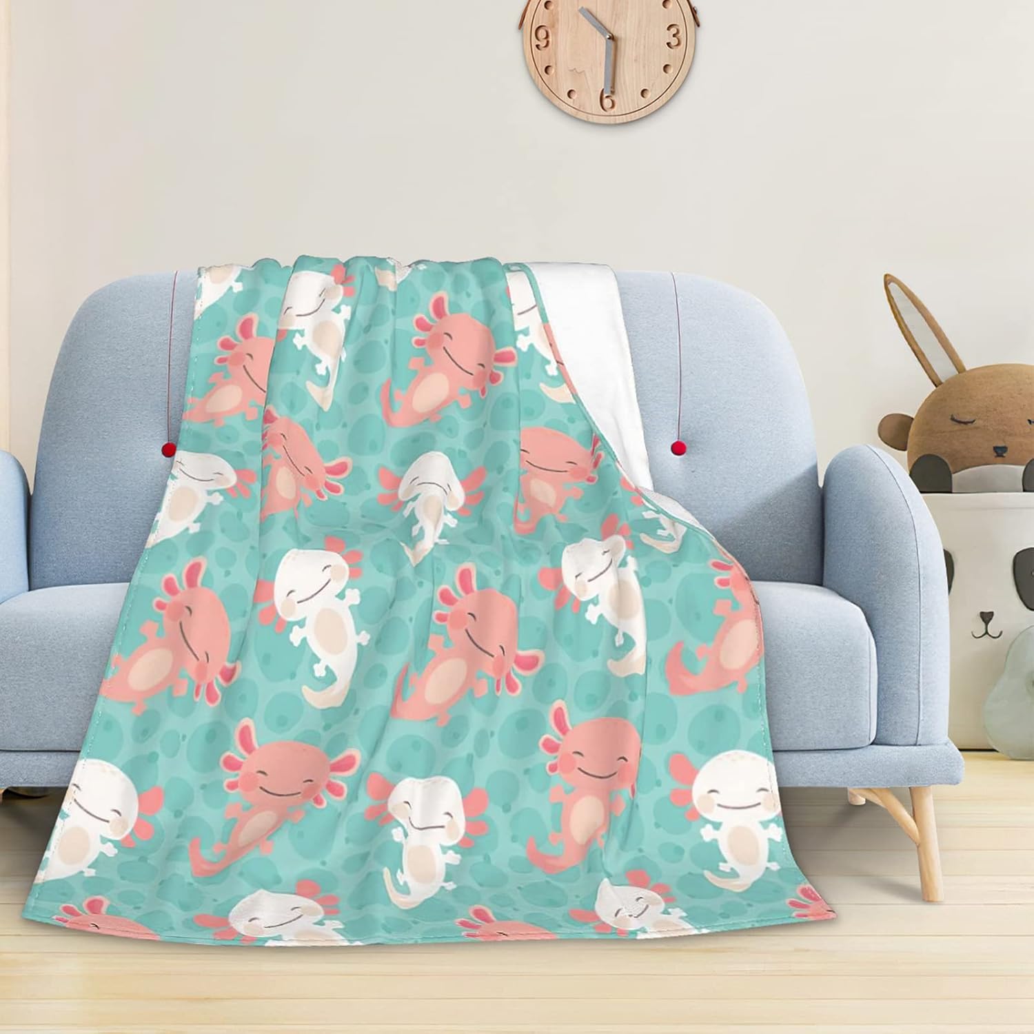 Manta Axolotl de ajolotl, regalos para niñas y niños, suave forro polar, acogedora y cálida, manta de regazo de franela para niños pequeños, niños y