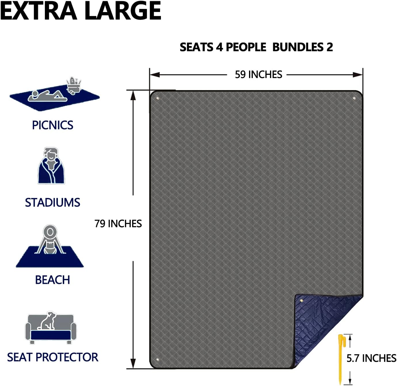 Sojoy Manta impermeable para acampar al aire libre, forro polar, resistente al viento, para eventos deportivos, automóvil, viajes, playa (60 x 80