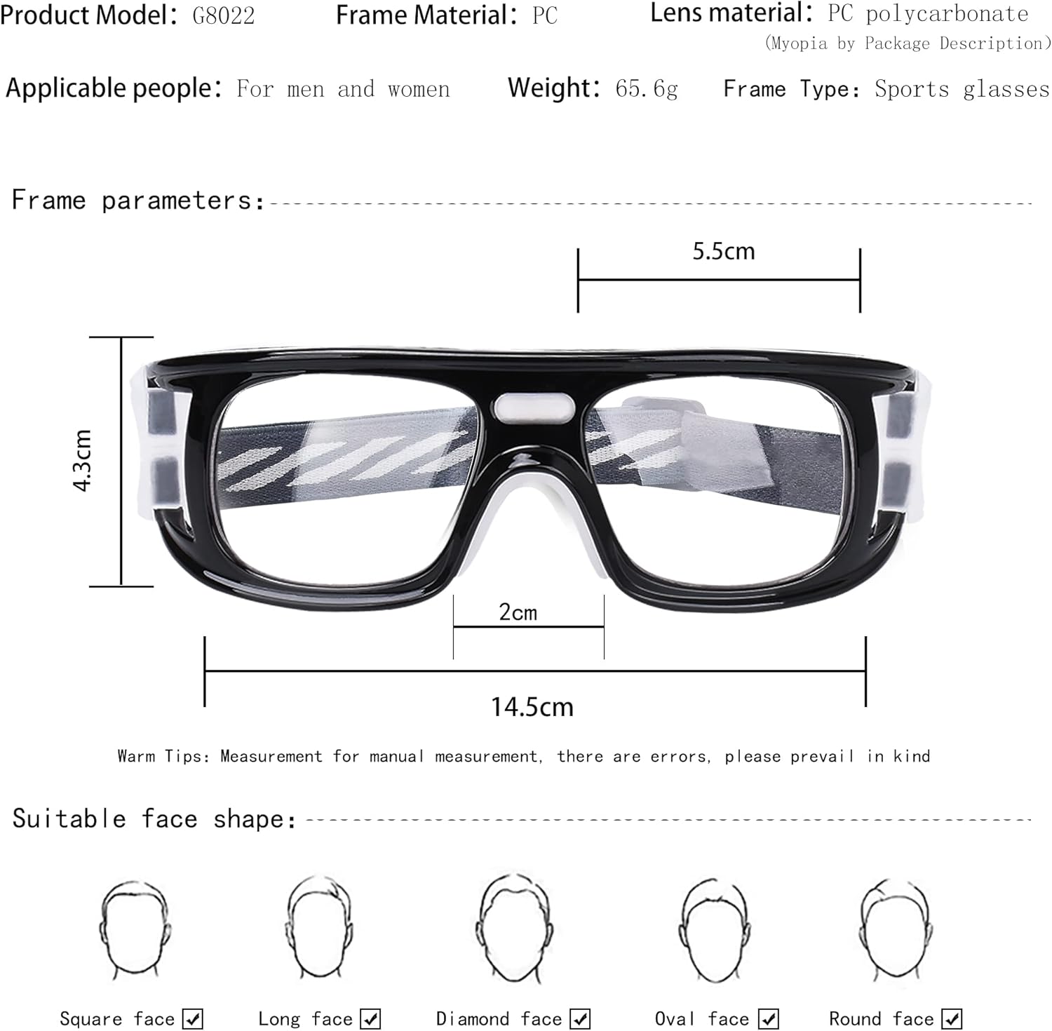 Sport Glasses for Men Women Basketball Soccer Football Sport Goggles Anti Fog Shock Collision Wearable Glasses