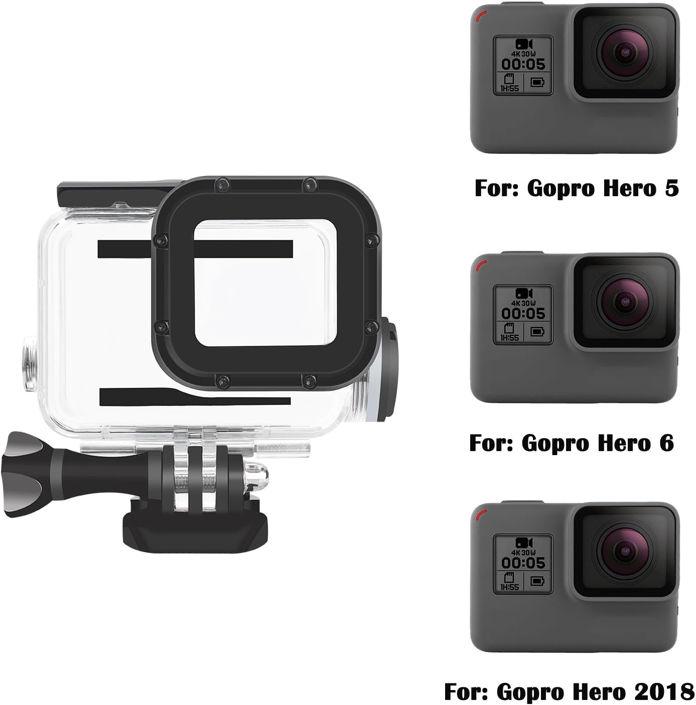 Haoyou carcasa funda resistente al agua carcasa de buceo para GoPro Hero 5Hero 6Hero 2018resistente al agua hasta 180ft (60.1yard)