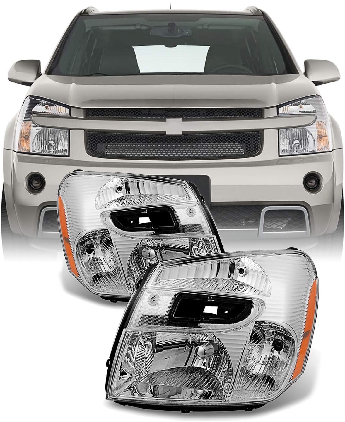 Faros de cristal claro para SUV Chevy Equinox, luz delantera de reemplazo, par de faros izquierda + derecha