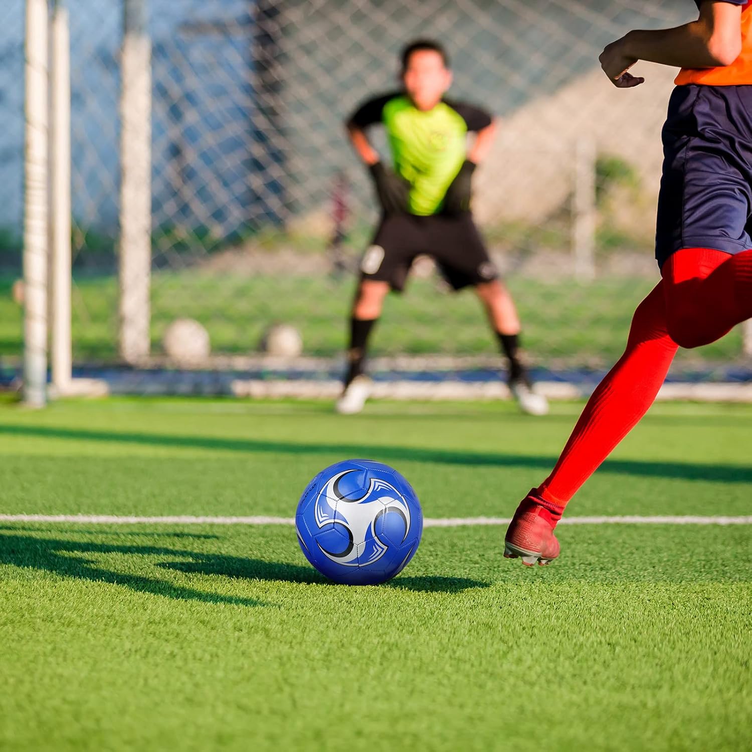 HyDren Paquete de 2 pelotas de fútbol de tamaño 5, tamaño 4, tamaño 3, pelota de fútbol para niños pequeños y jóvenes con inflador, pelota de fútbol