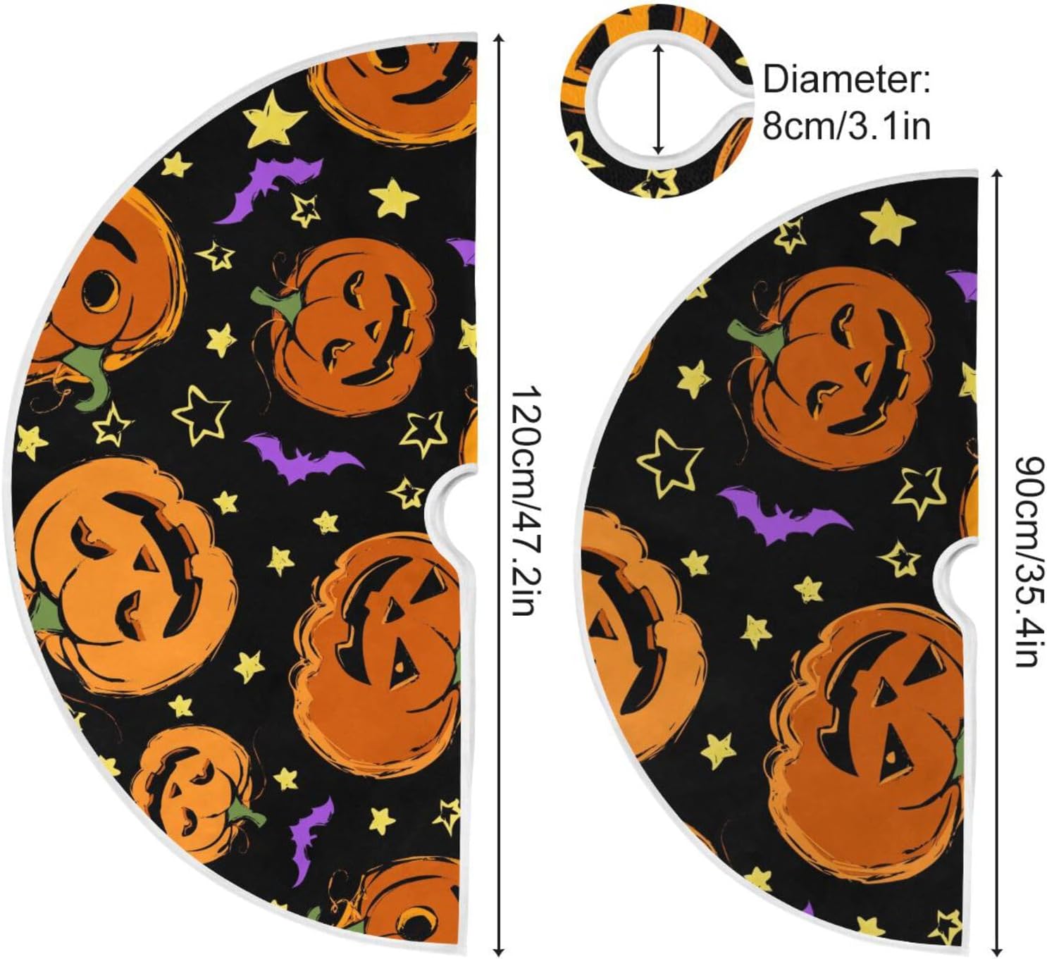 Halloween Pumpkins Festive Christmas Tree Base Skirt, Christmas Tree Floor Decor, Christmas Tree Skirt Machine Washable, Tree Skirt for 3ft Tree