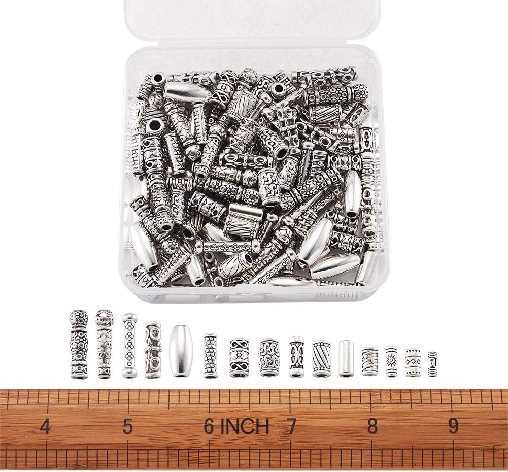 Mega Pet 150 unidscaja estilo tibetano antiguo plata columna grano 3.228×3.228×1.063 in tubo suelto granos espaciadores cuentas para bricolaje
