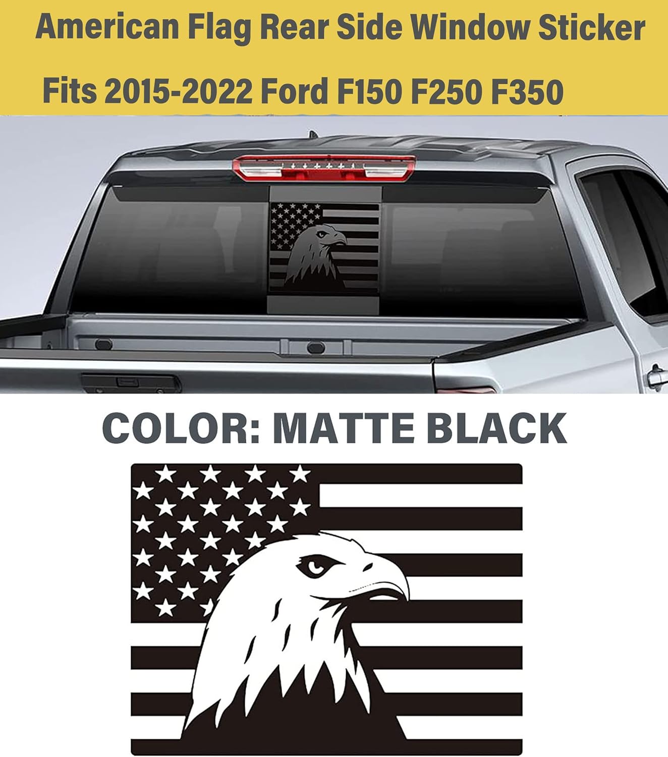 Adhesivos para ventana trasera central (águila), calcomanías de bandera estadounidense, calcomanías para ventana trasera deslizante para Ford F150