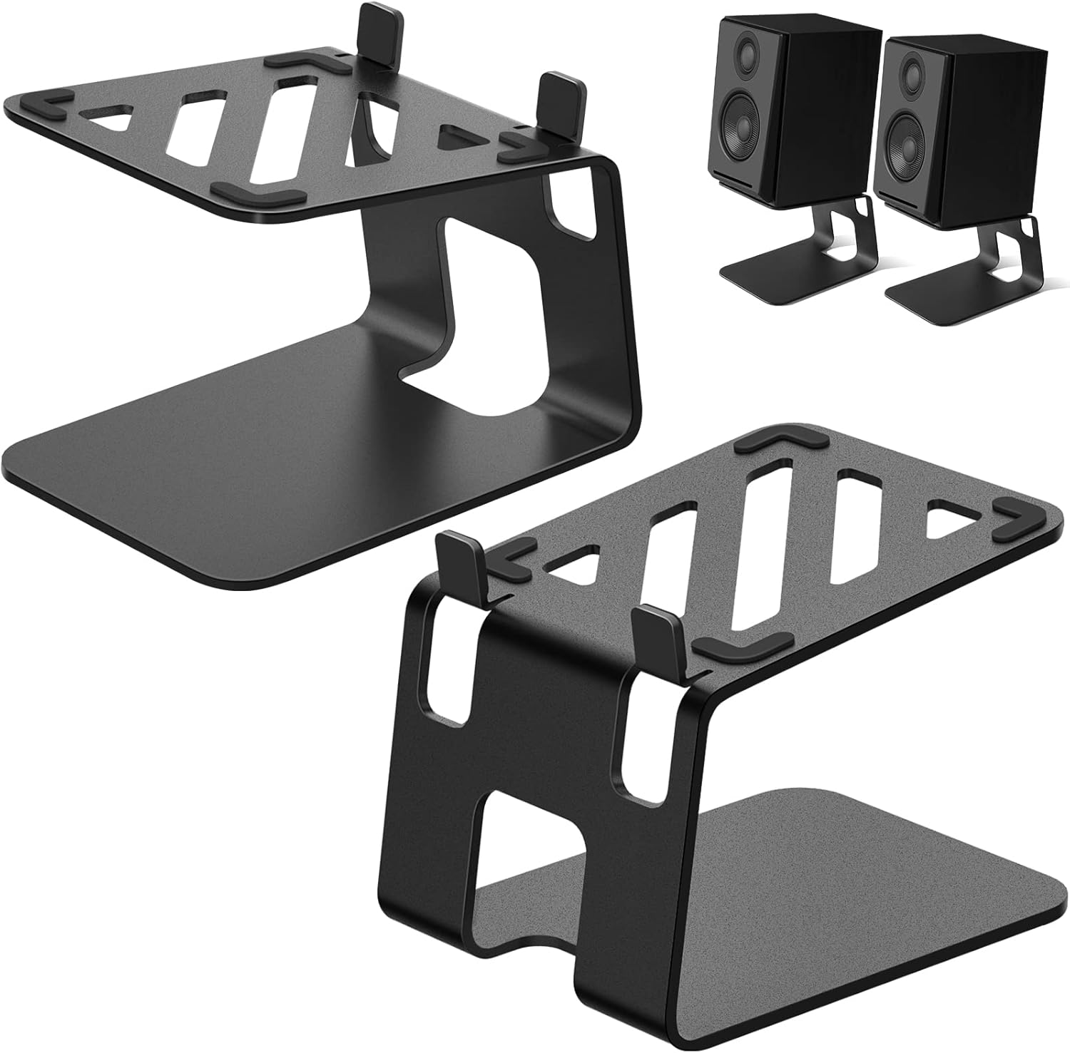 VAYDEER Soportes para altavoces de escritorio con almohadillas de absorción de vibraciones, soportes de metal para altavoces que soportan hasta 40