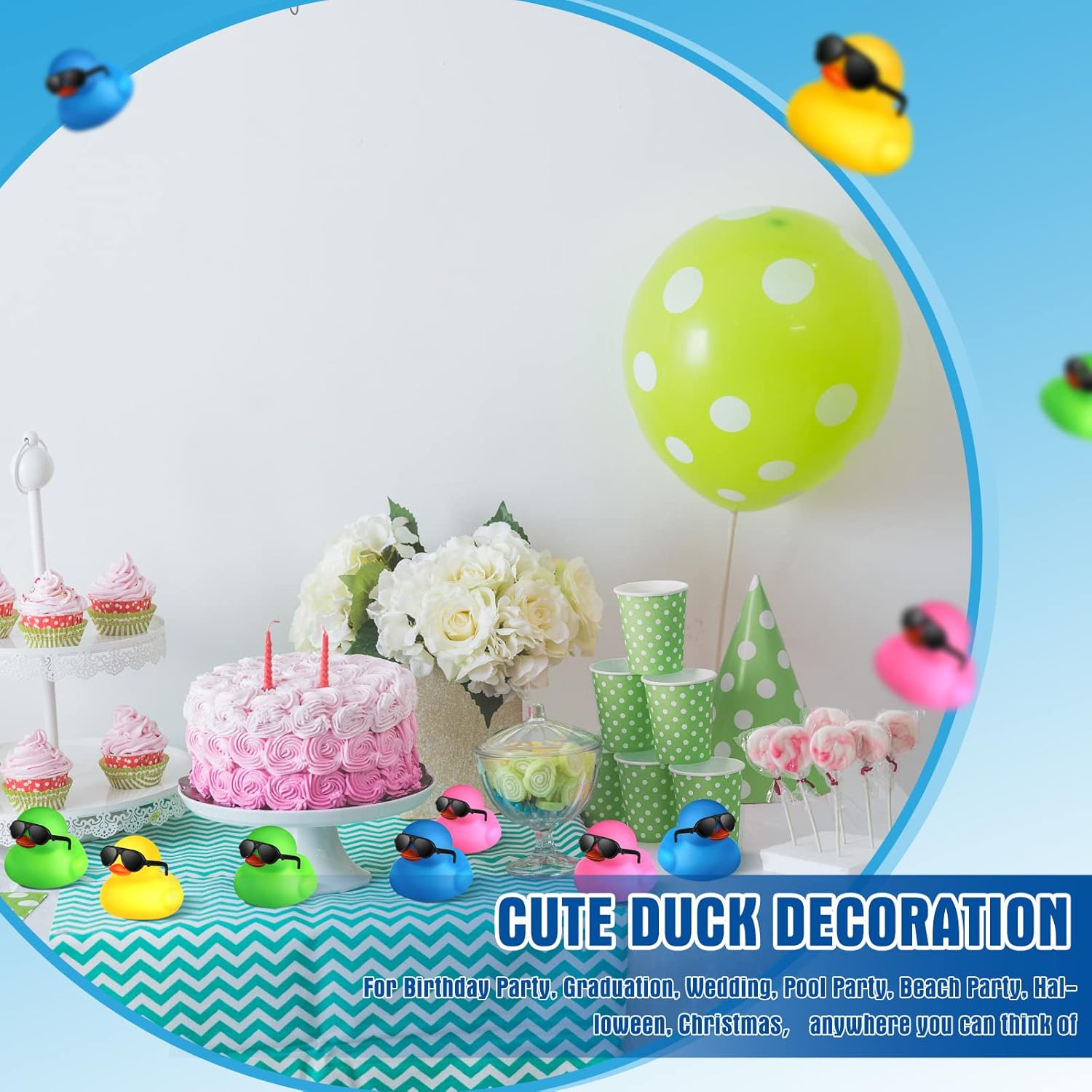 Chivao 36 piezas de mini patos de goma con 36 lentes de sol de goma a granel para bañera de patitos juguetes para niños, regalos de Navidad, Día de
