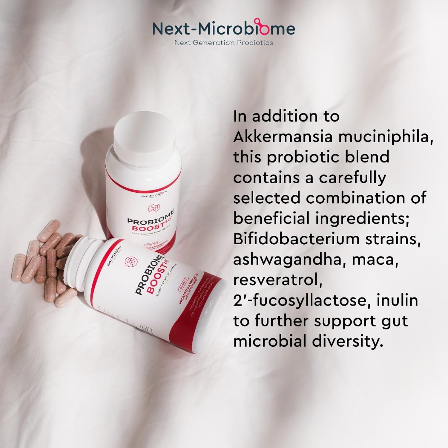 NEXT-MICROBIOME Probiome-Boost 2.0 con Akkermansia muciniphila 60 cápsulas combinadas con probióticos y prebióticos