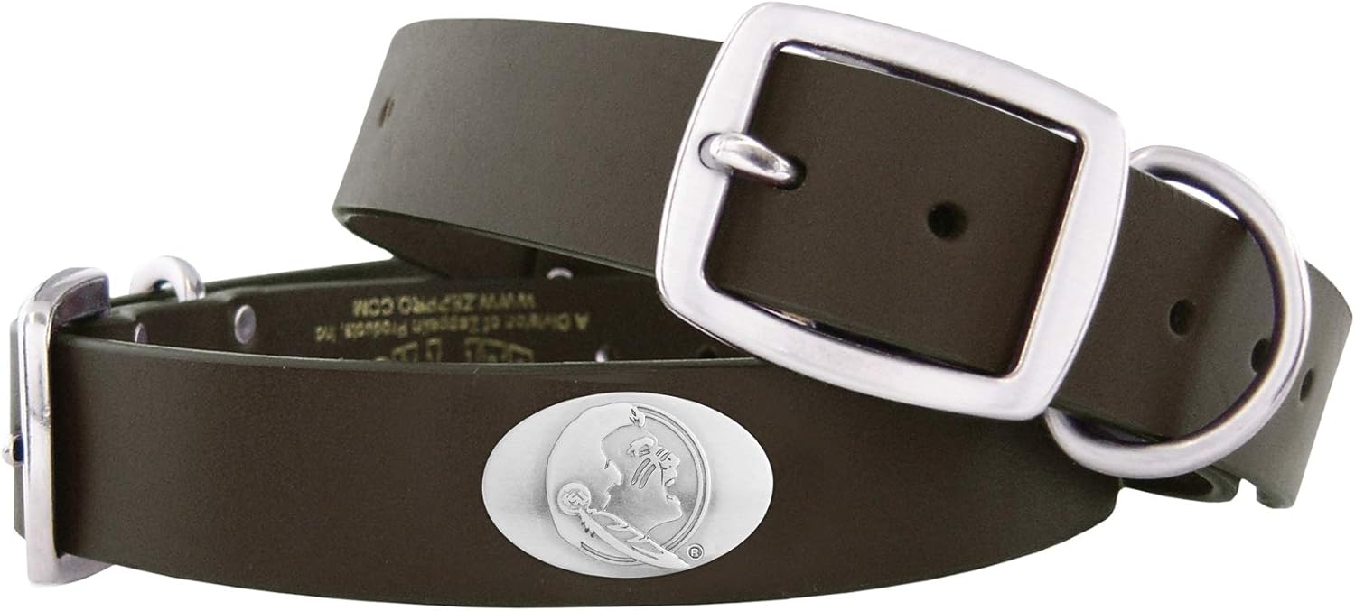 ZEP-PRO Florida State Seminoles – Collar de cuero marrón para perro, talla M