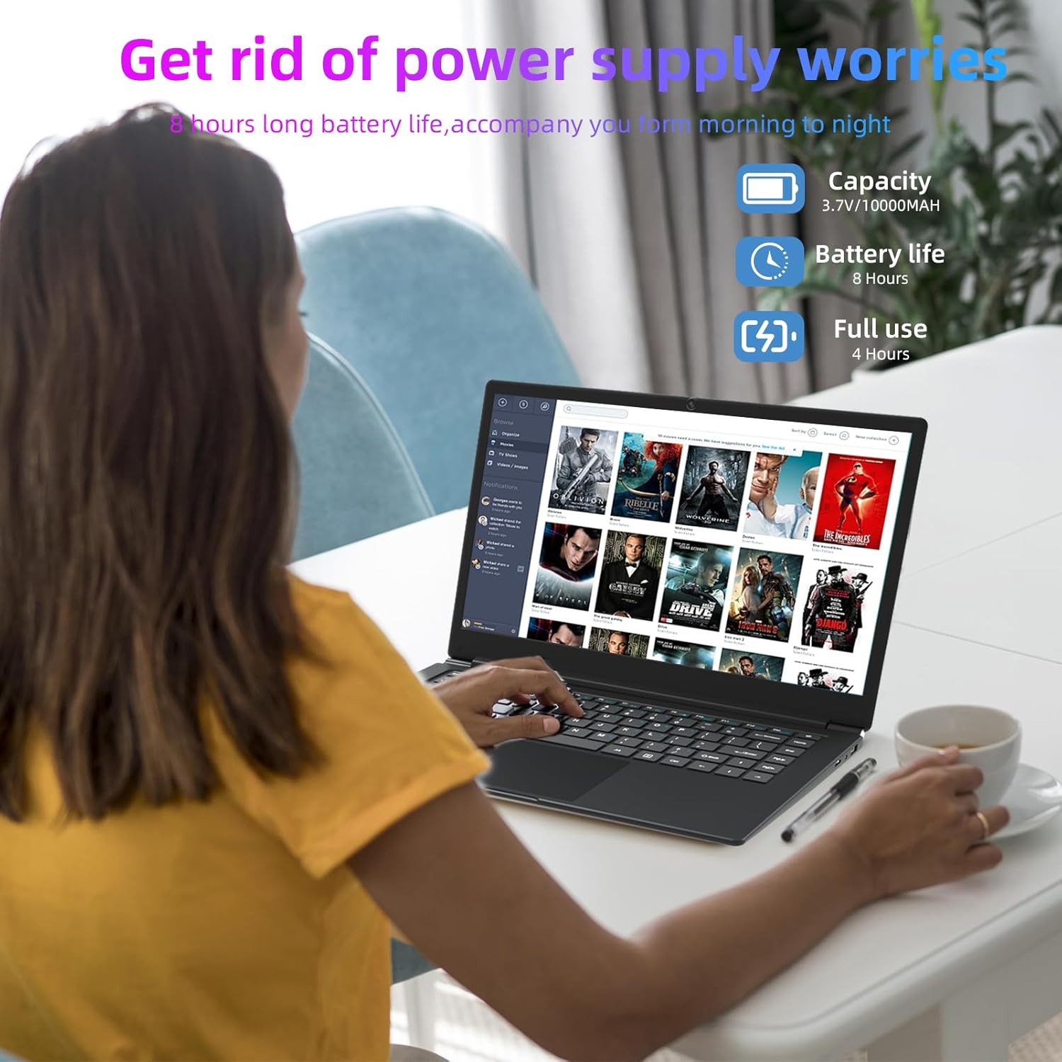 Computadora portátil de 15.6 pulgadas, Celeron N3450 de cuatro núcleos, 4 GB de RAM y SSD de 192 GB, computadoras portátiles Win11 con FHD IPS,