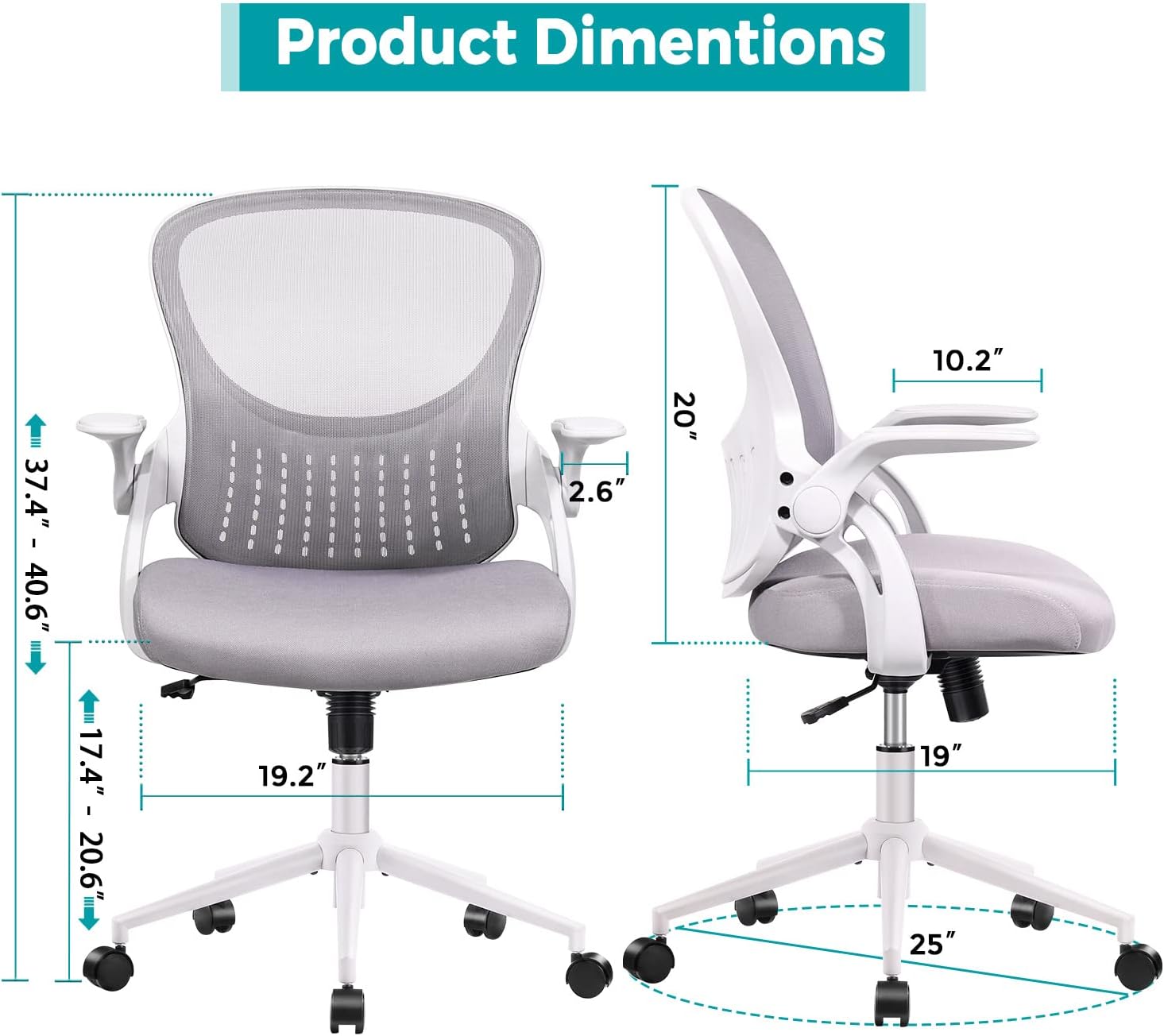 Silla de oficina en casa, silla de computadora de malla con respaldo medio, silla de escritorio ergonómica, silla giratoria de altura ajustable con