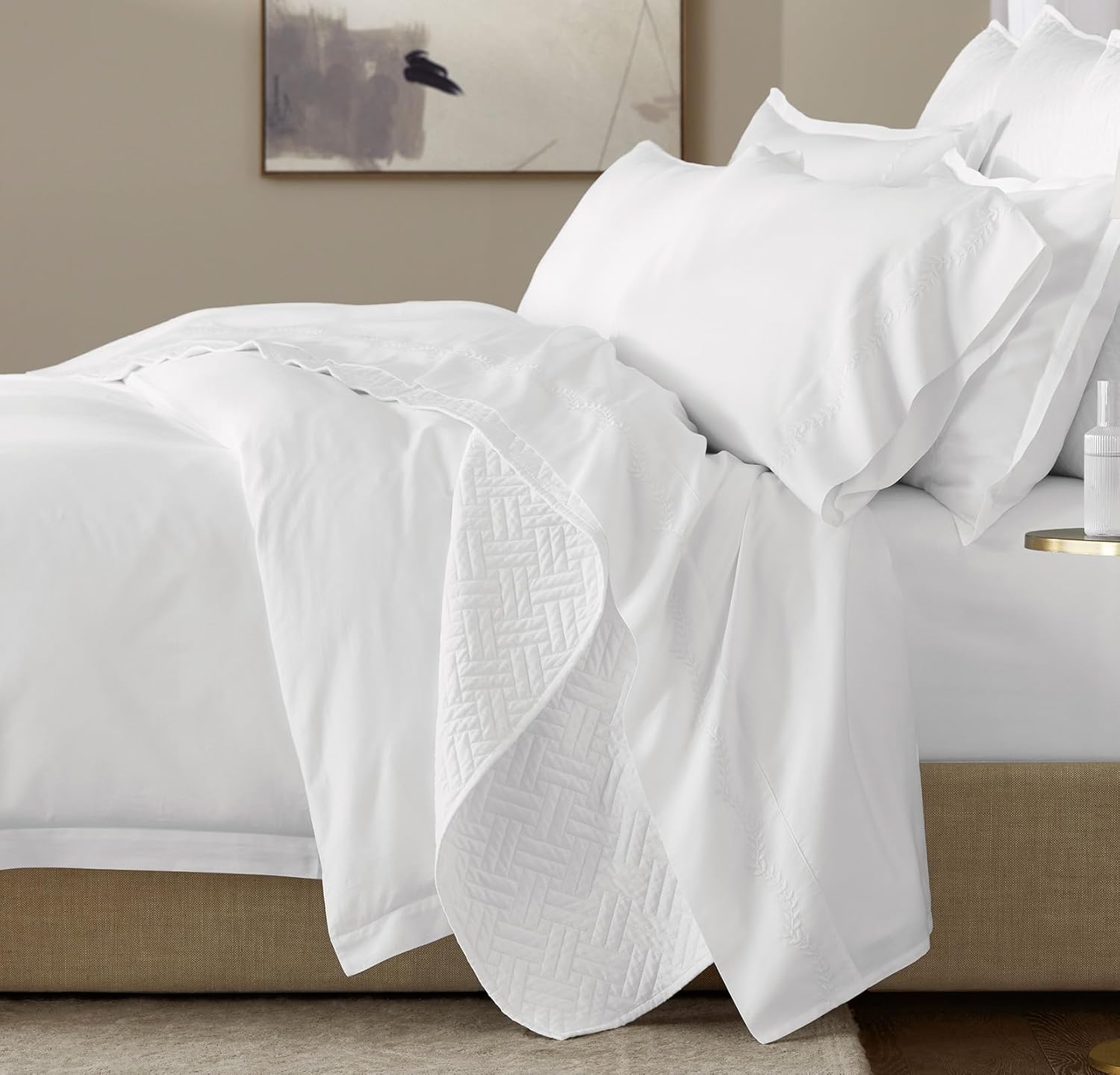 BOLL & BRANCH Signature Basketweave – Juego de edredón acolchado de lujo 100% algodón orgánico, 2 fundas de almohada, ropa de cama ultrasuave y