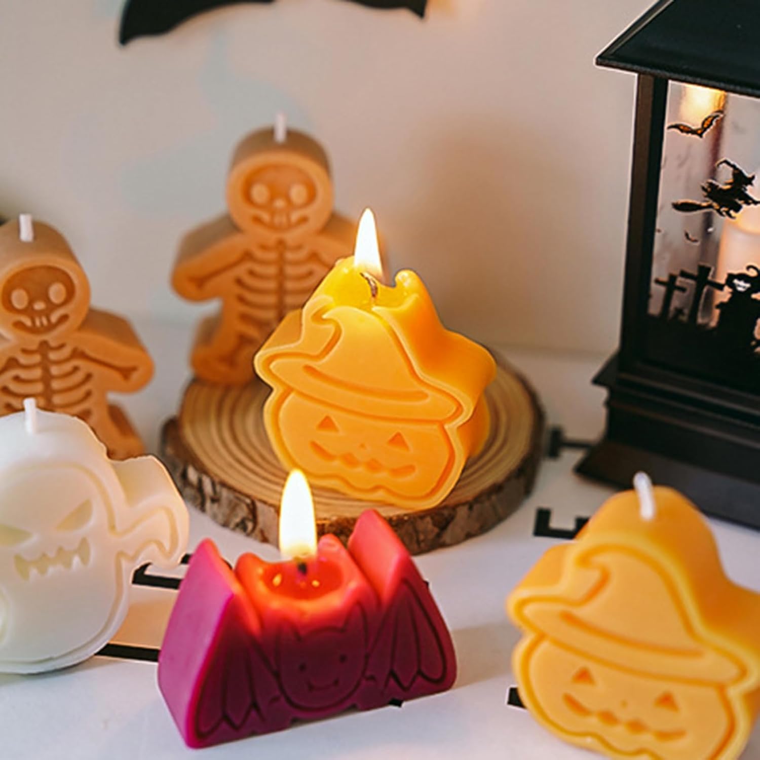 Vela perfumada de calabaza de esqueleto de Halloween creativa, fragancias divertidas y festivas, regalo de alta artesanía, caja de regalo perfumada